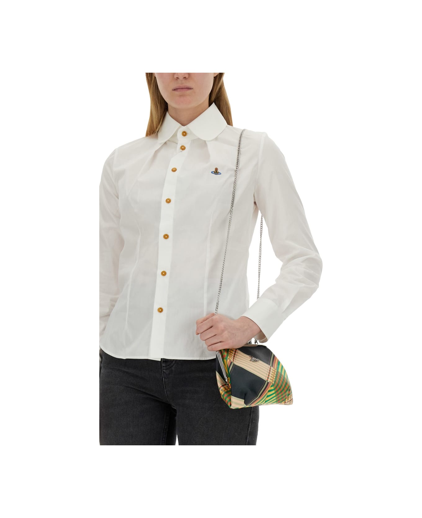 Vivienne Westwood Shirt With Orb Embroidery - WHITE