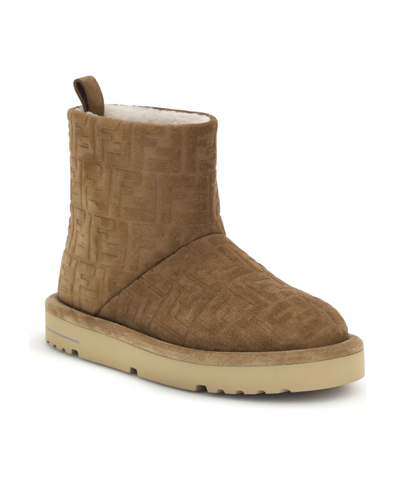 Fendi Suede Leather Ankle Boots With Embossed Ff Motif