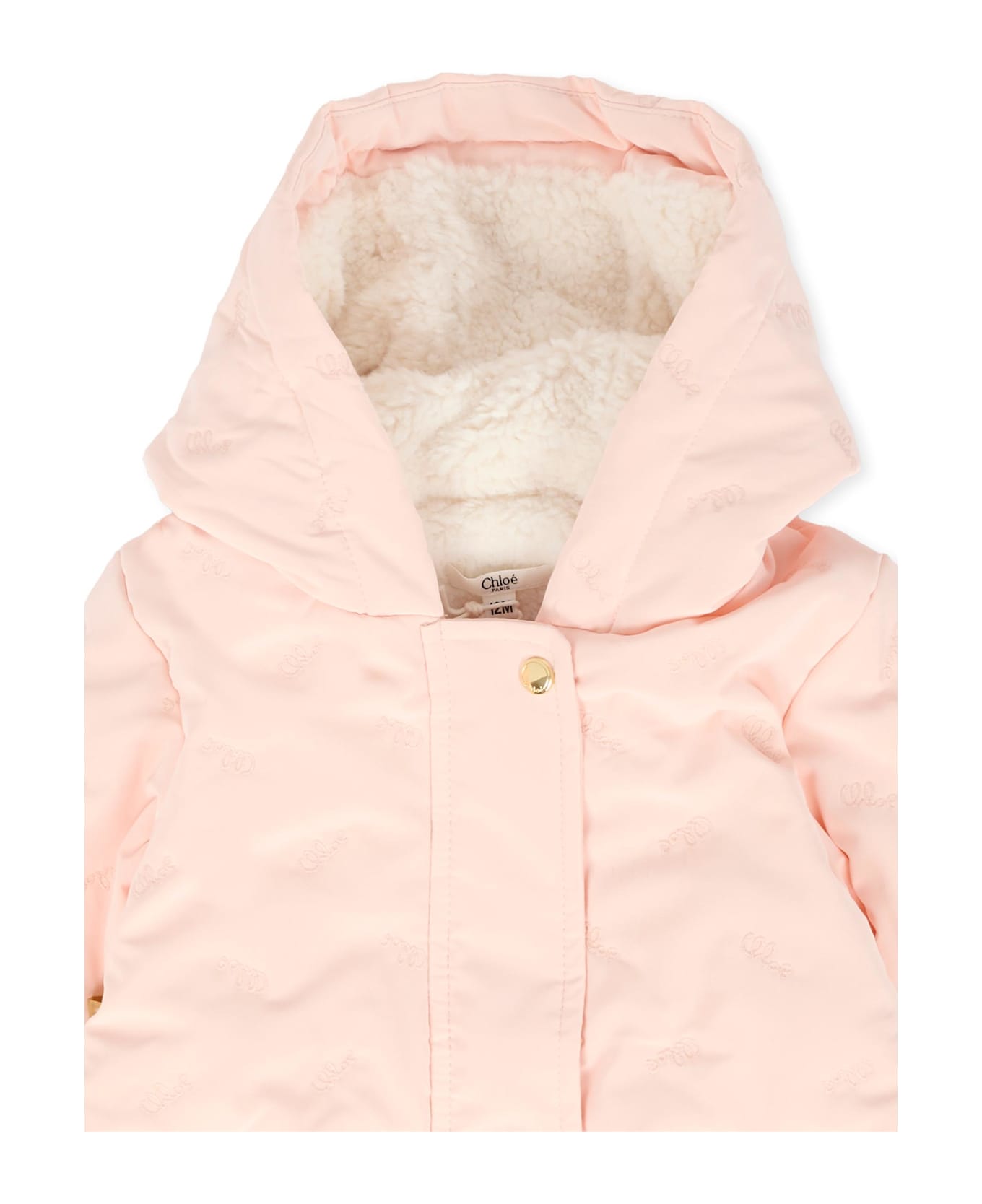 Chloé Pink Down Jacket For Baby Girl With Logo - Pink