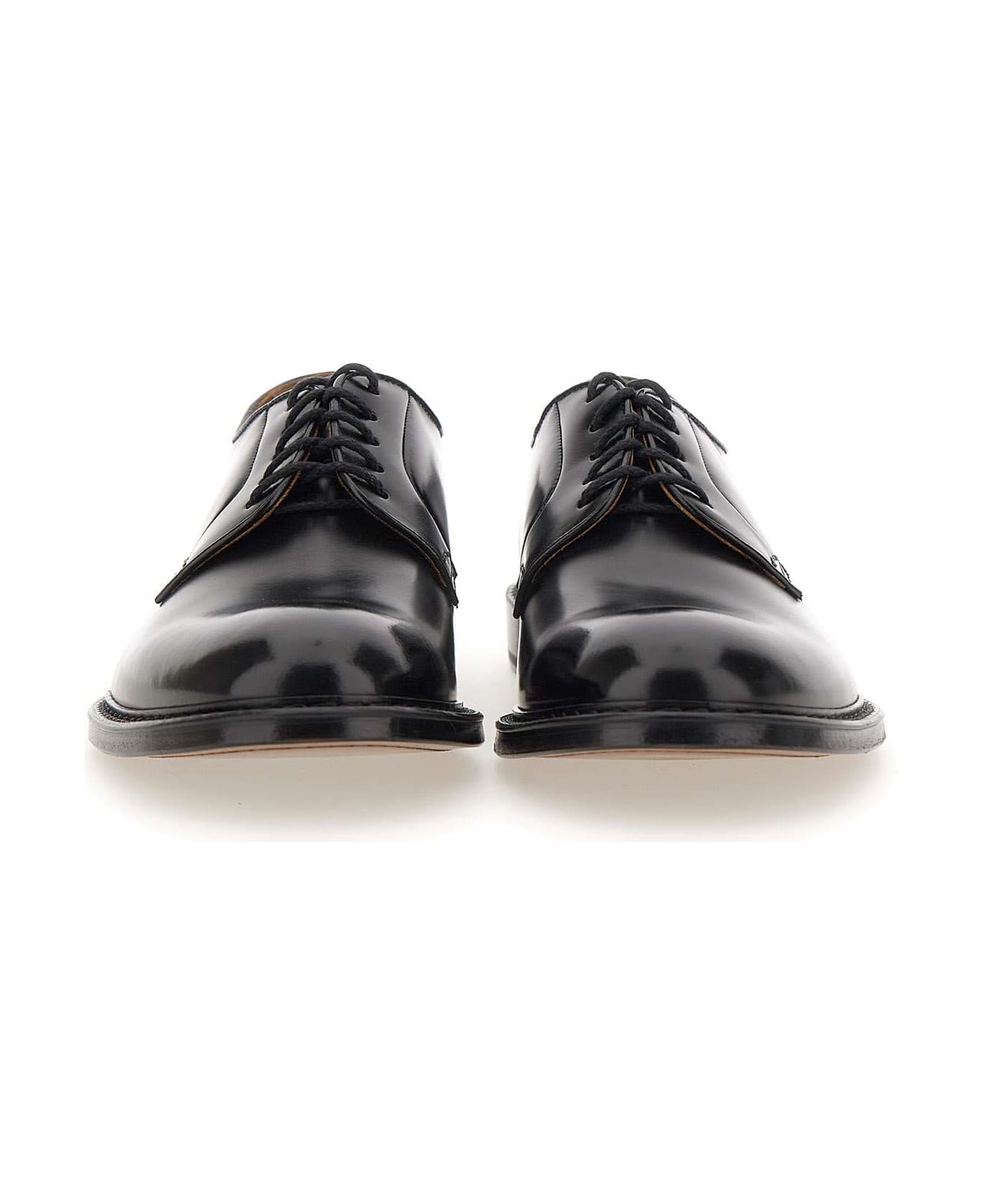 Doucal's "horse" Leather Lace-up Shoes - BLACK ローファー＆デッキシューズ