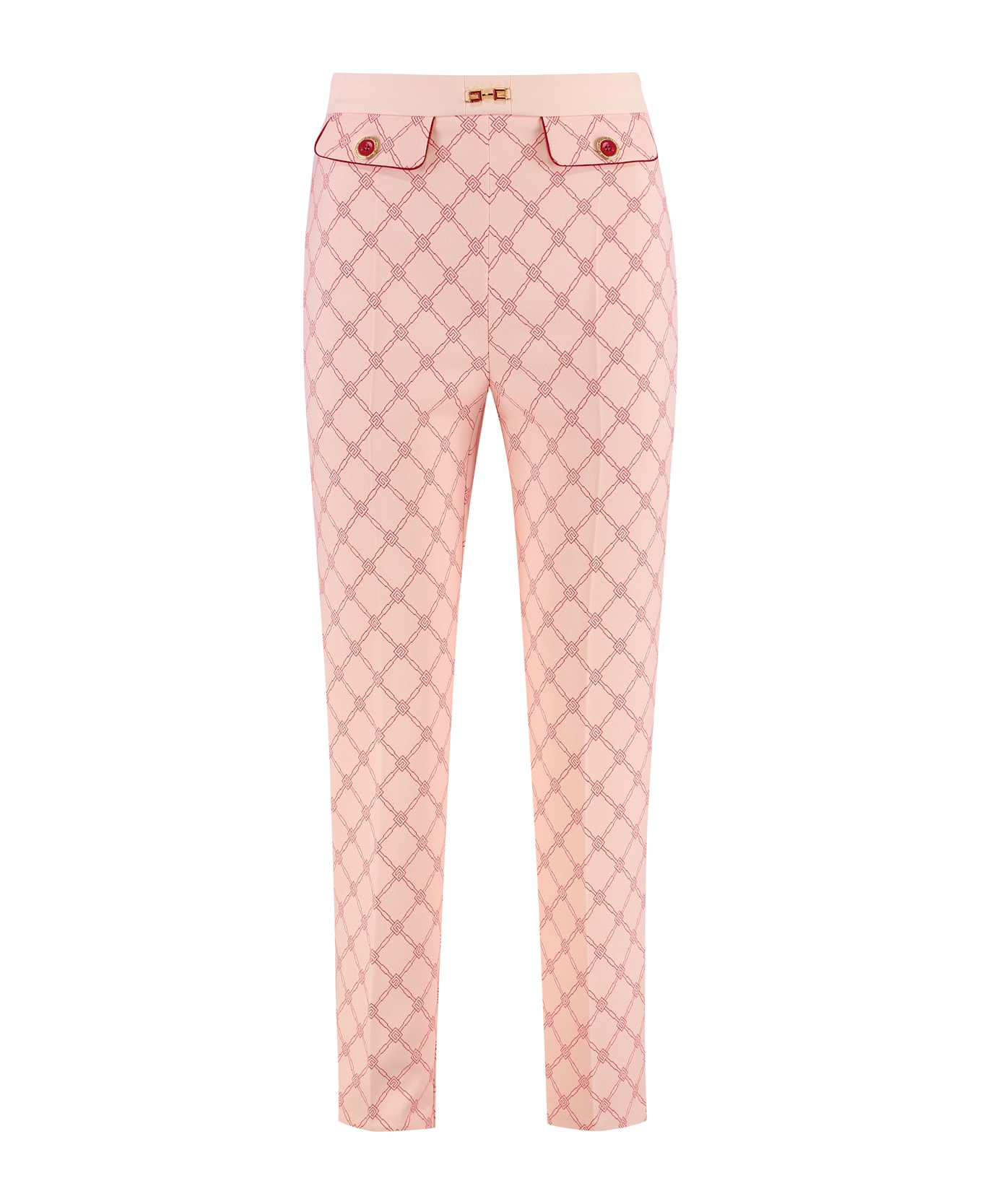 Elisabetta Franchi Printed Crêpe Trousers - Pink