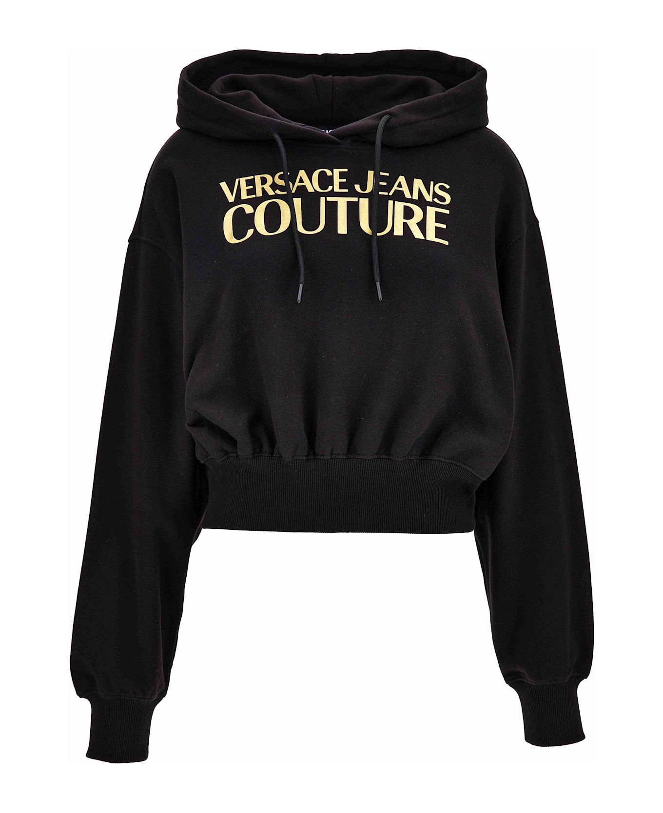 Versace Jeans Couture Black Hoodie With Gold Logo - Black