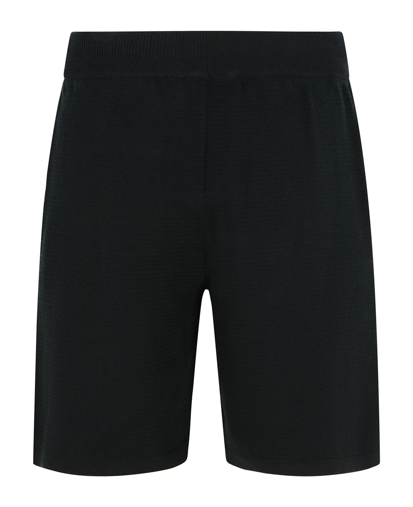 Laneus Black Cotton Bermuda Shorts - Black