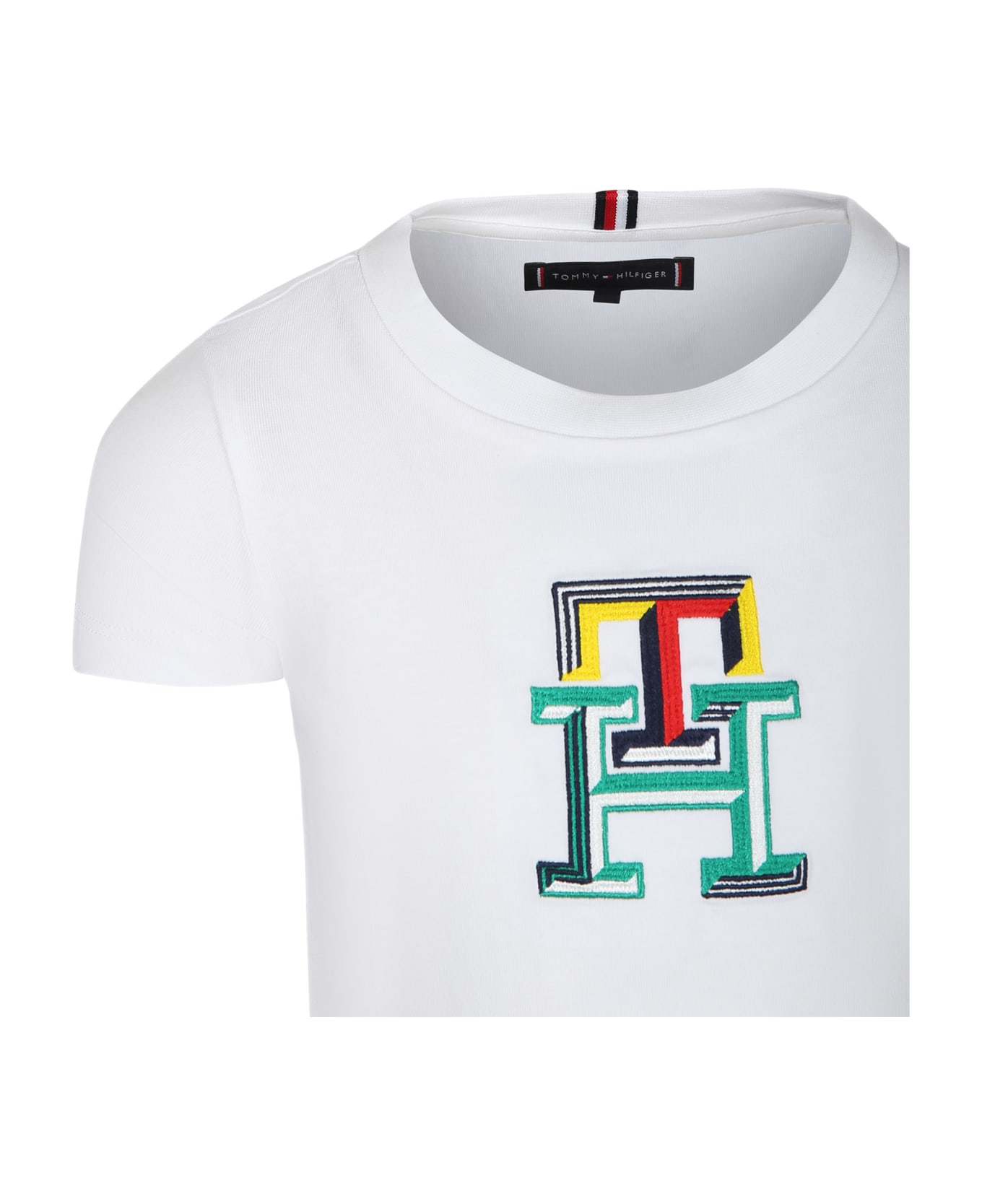 Tommy Hilfiger White T-shirt For Boy Wuth Logo - White Tシャツ＆ポロシャツ