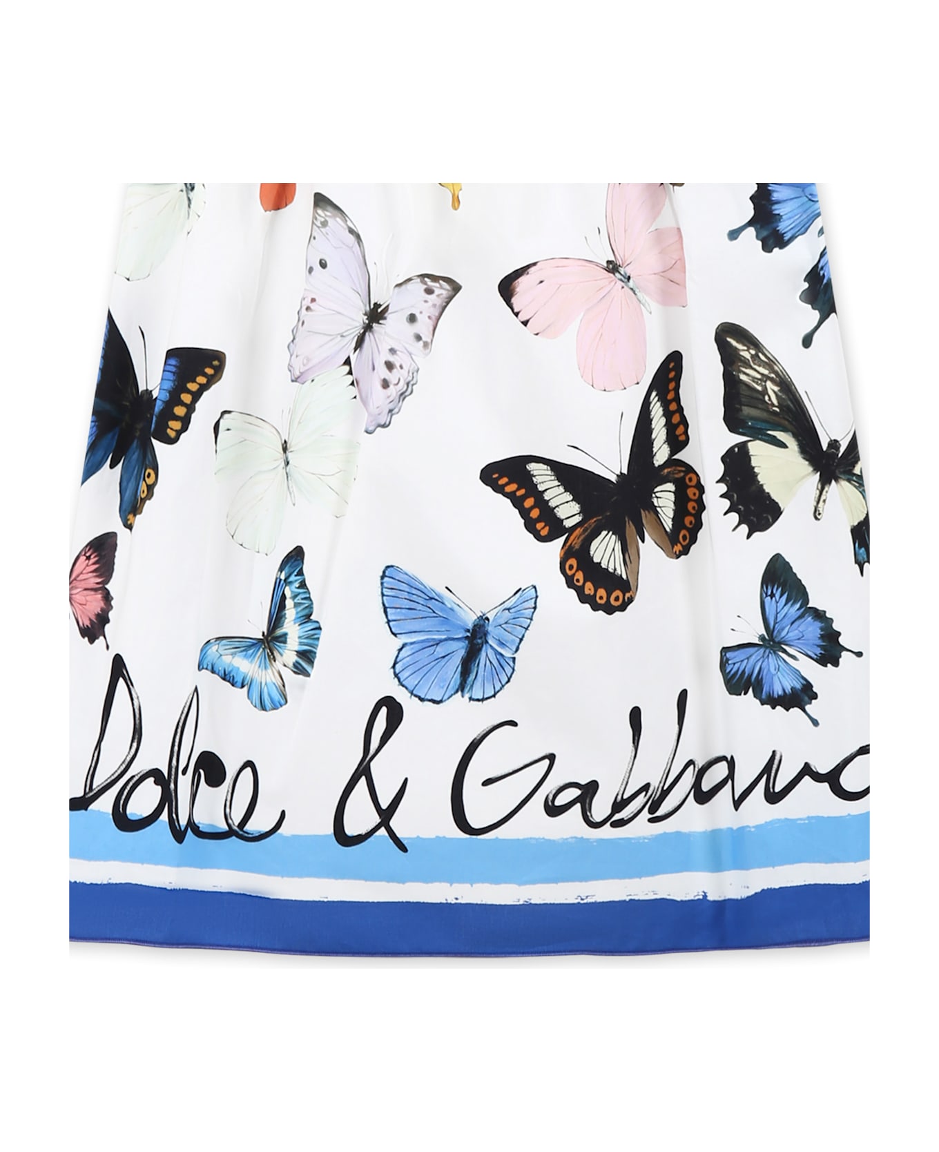 Dolce & Gabbana White Dress For Girl With Butterflies - White