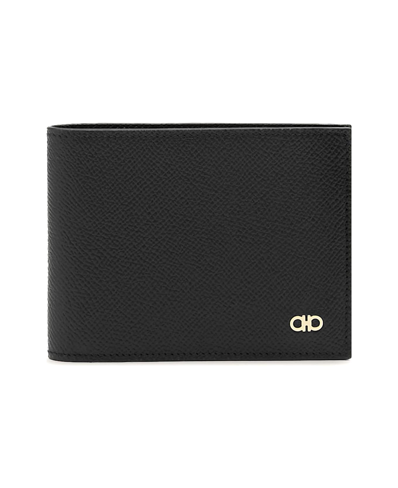 Ferragamo Gancini Bi-fold Leather Wallet - BLACK