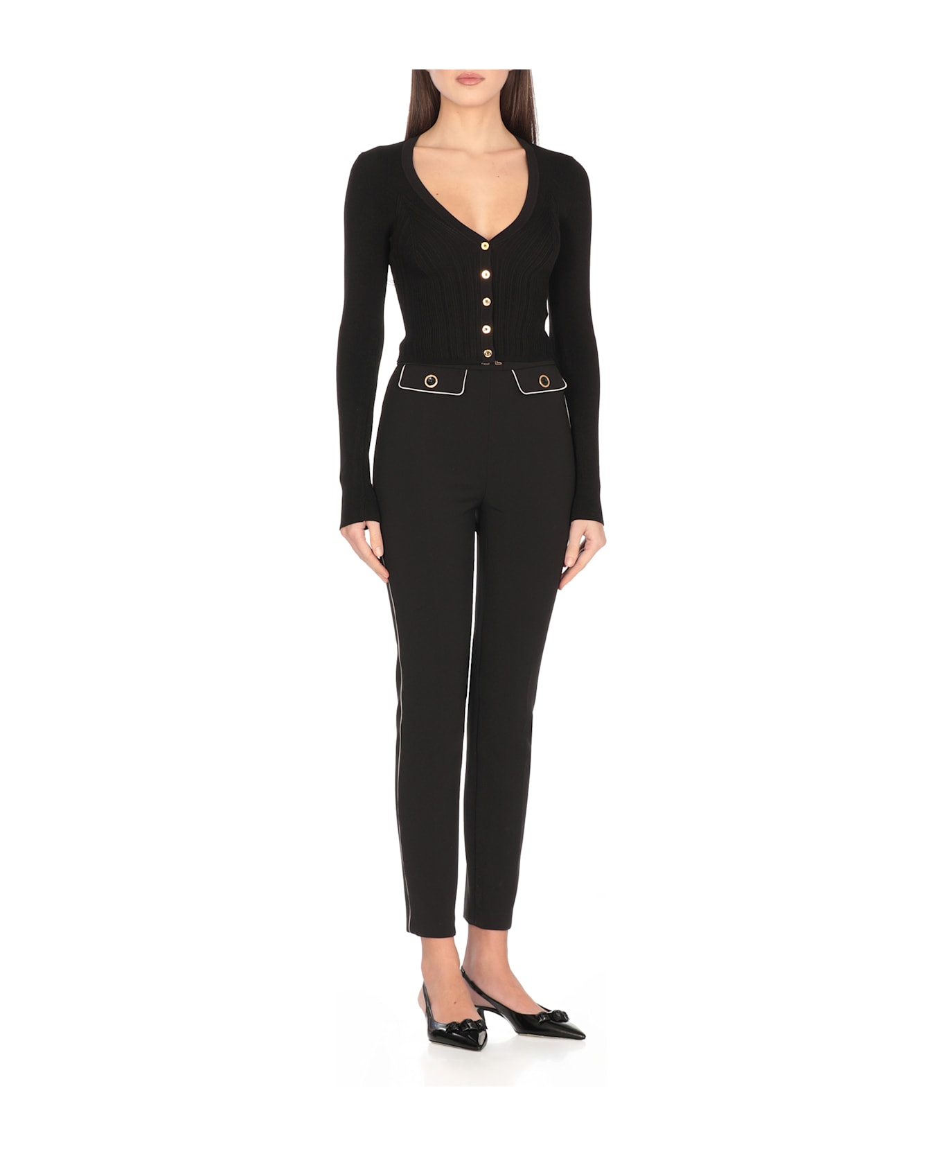 Elisabetta Franchi Viscose Blend Cardigan - Black