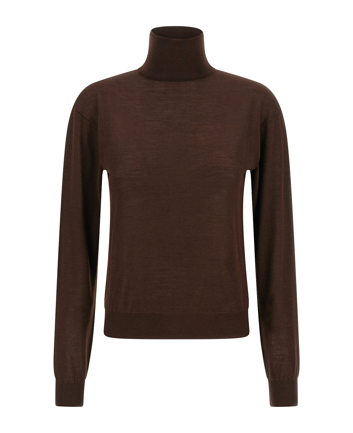Saint Laurent Turtleneck Sweater Dropped Shoulders - Brown