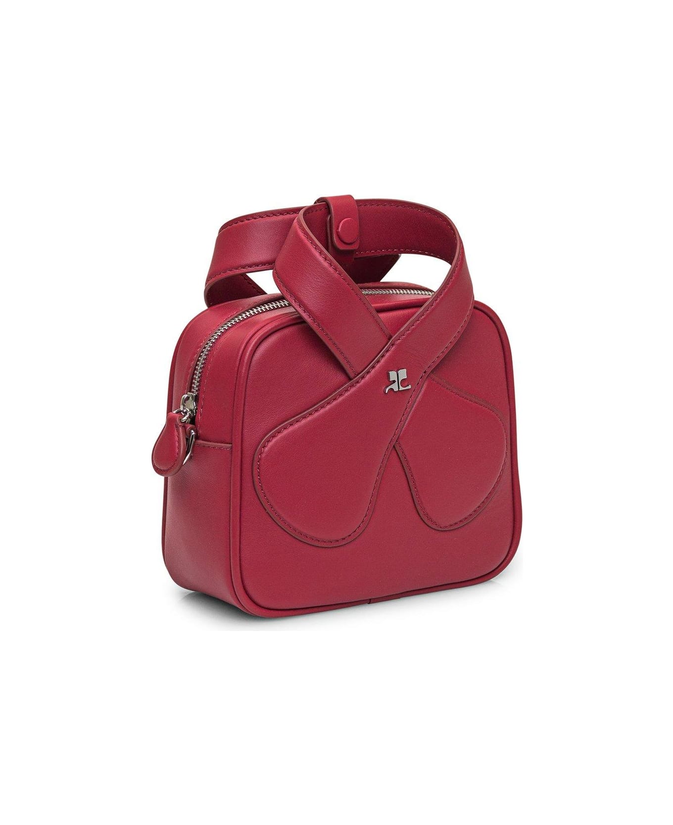 Courrèges Loop Logo Plaque Zip-up Mini Shoulder Bag - Red