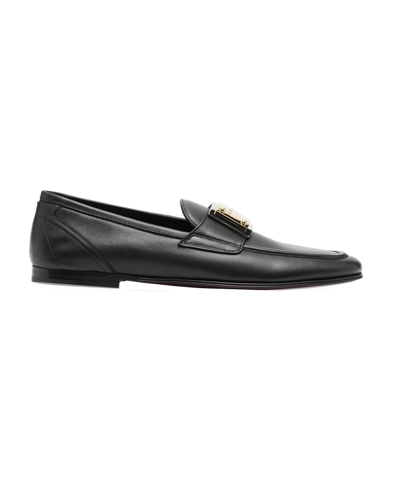 Dolce & Gabbana Leather Logo Loafers - Black