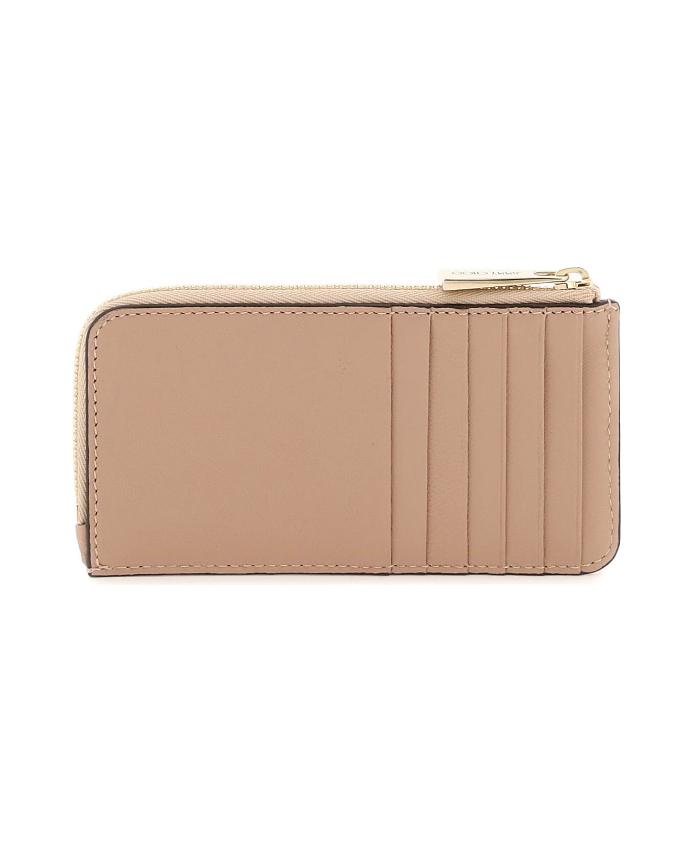 Jimmy Choo Quilted Nappa Leather Zipped Cardholder - BALLET PINK LIGHT GOLD (Pink)