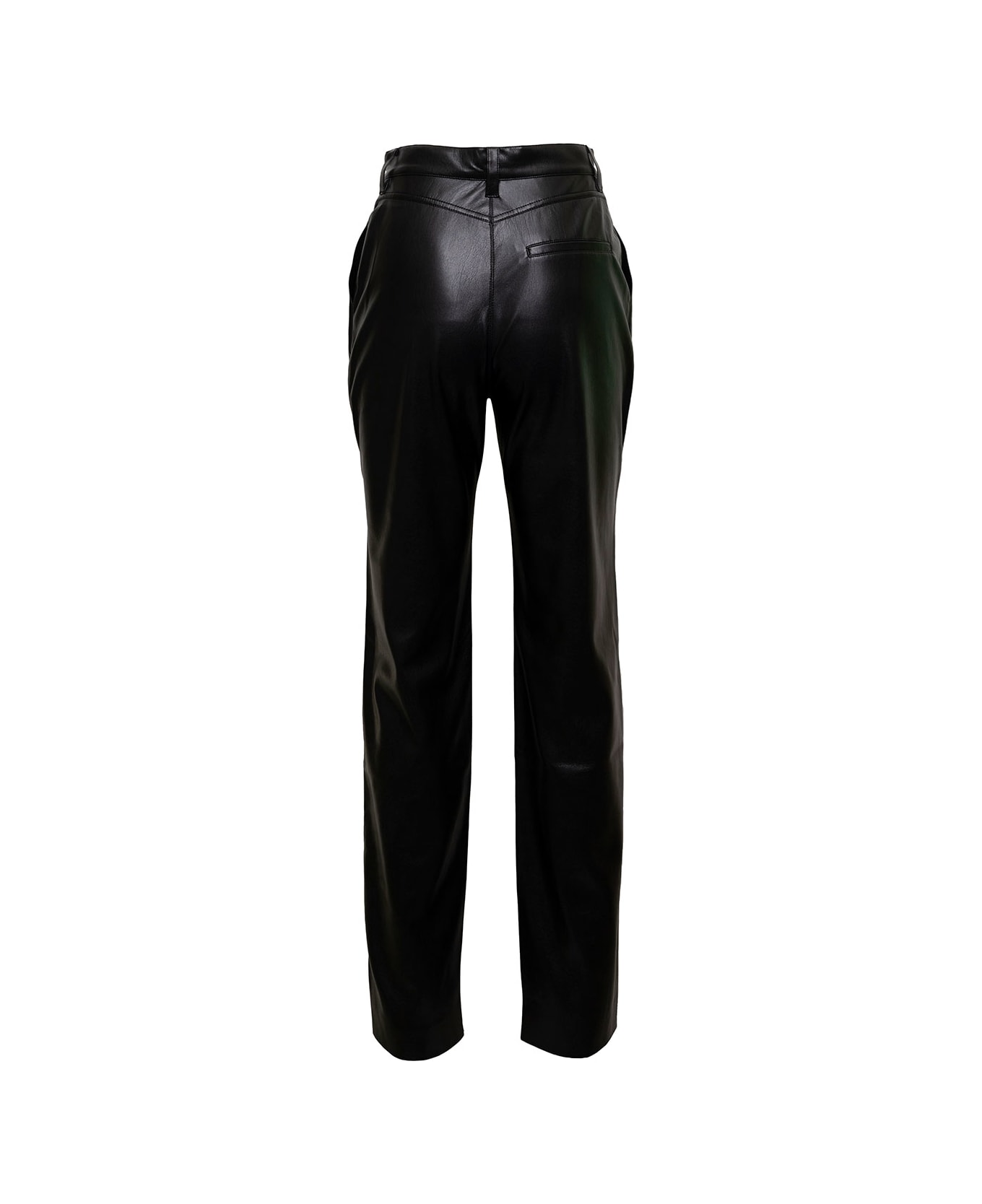 Nanushka Black Slim Pants With Slits At The Front In Faux Leather Woman - Black ボトムス
