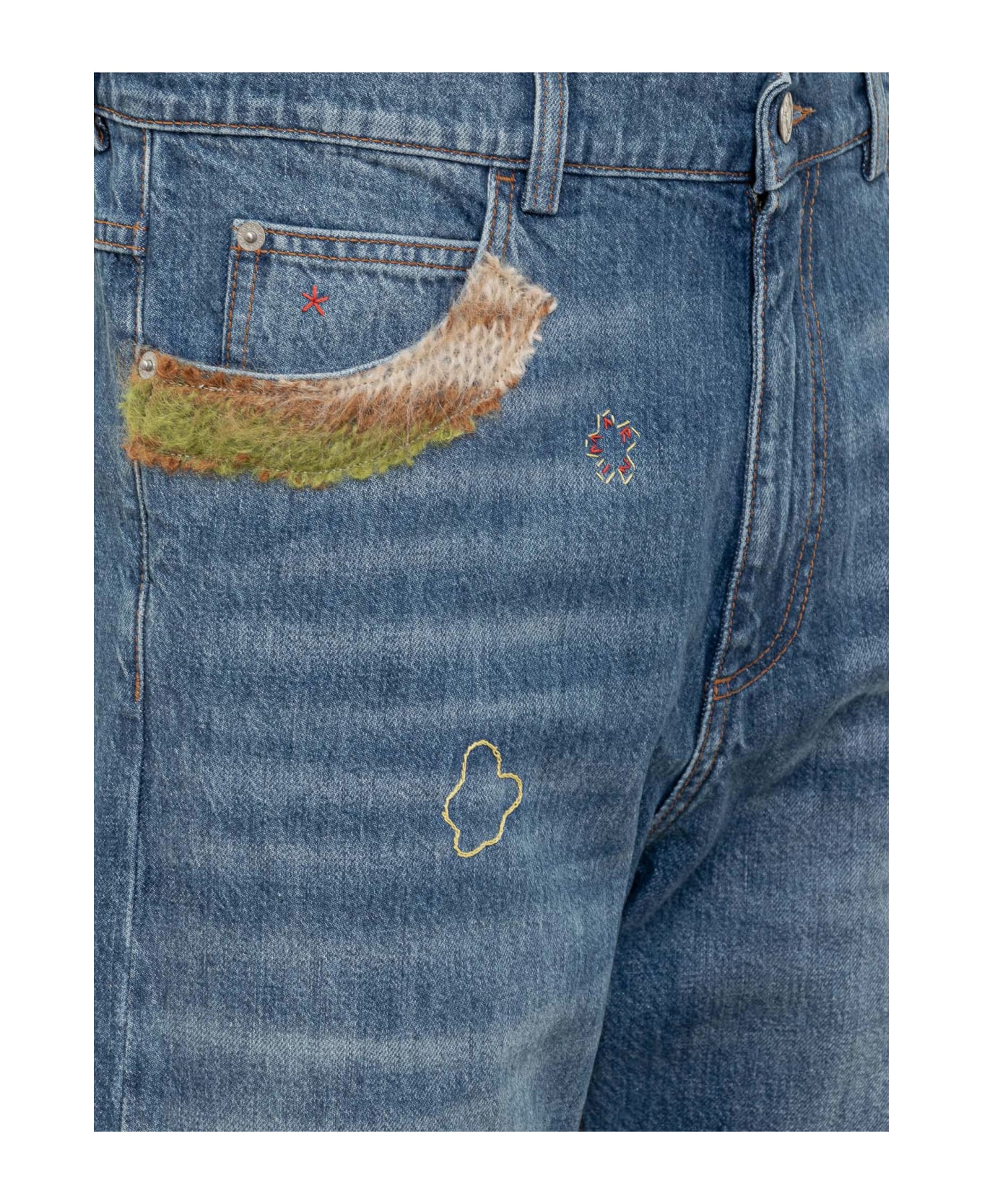 Marni Jeans With Patches - IRIS BLUE