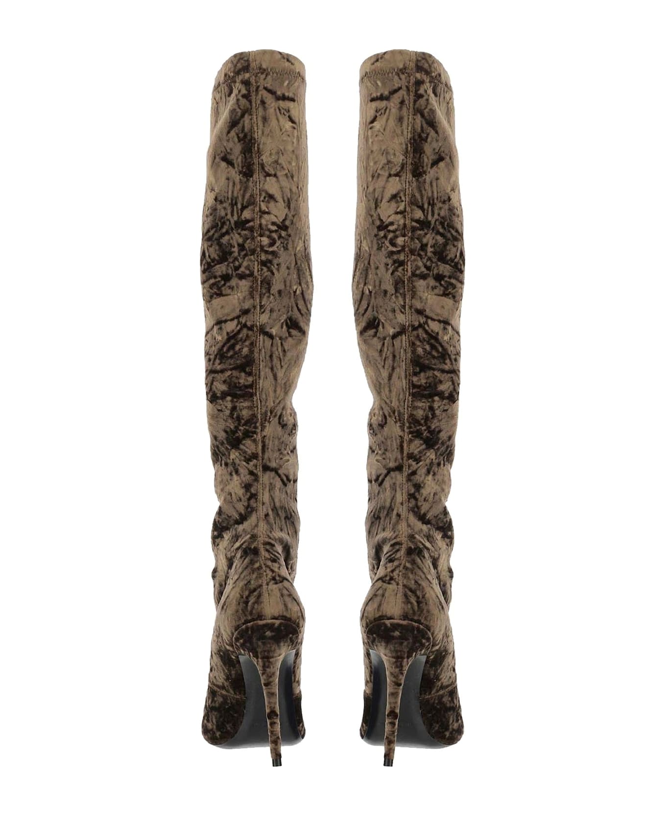 Saint Laurent Talia Velvet Boots - Brown