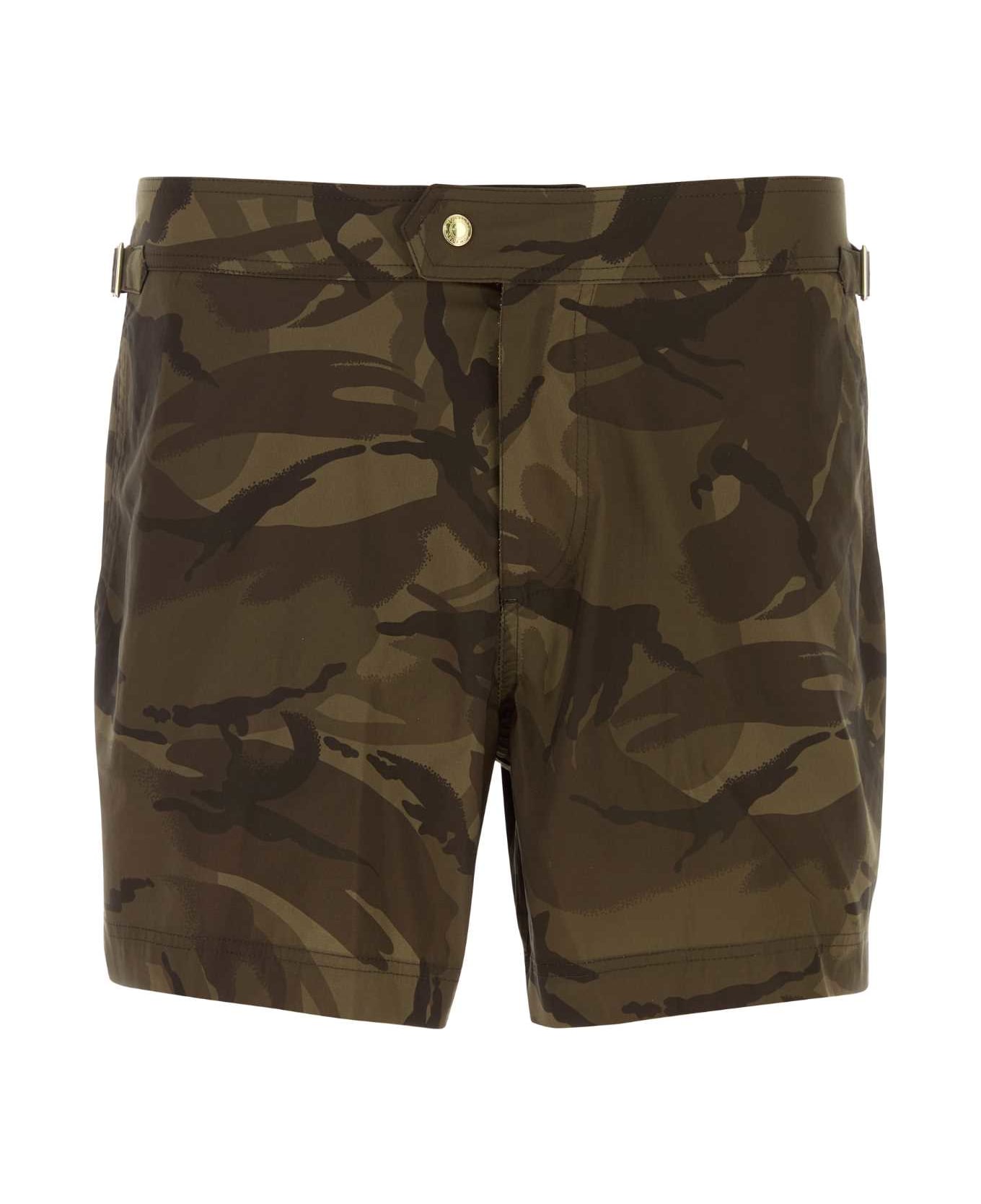 Tom Ford Printed Polyester Swimming Shorts - COMBOCAMEL