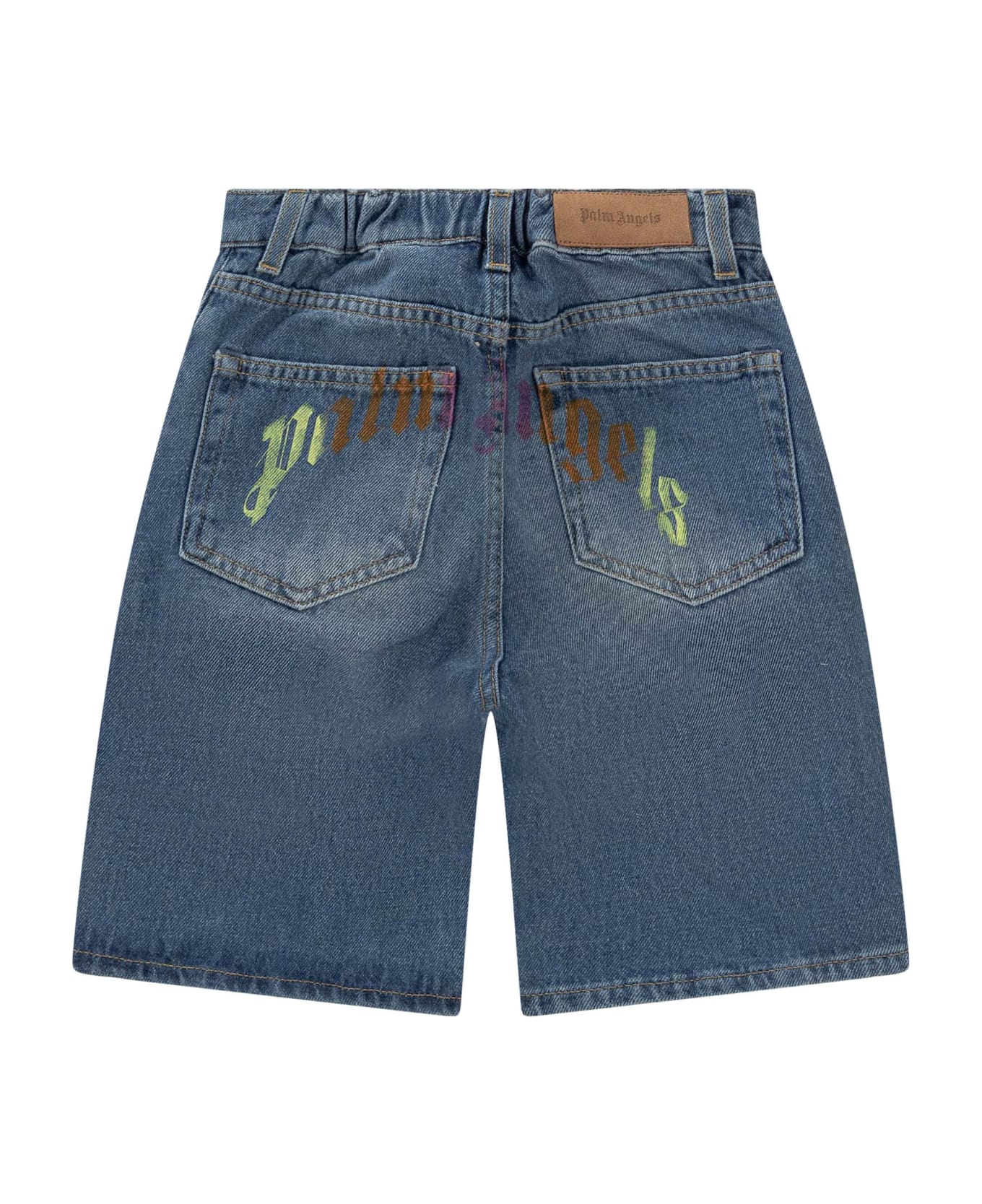 Palm Angels Med Shorts With Logo - BLUE MULTI