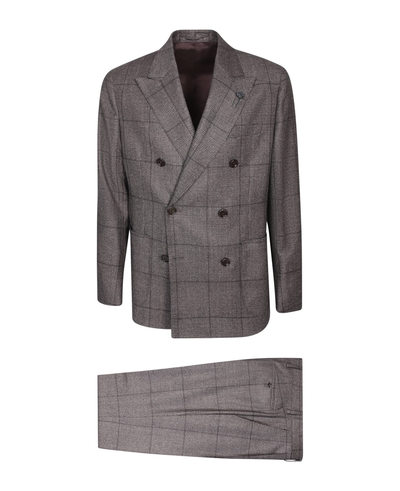 Lardini Check Pattern Double-breasted Suit - Blue