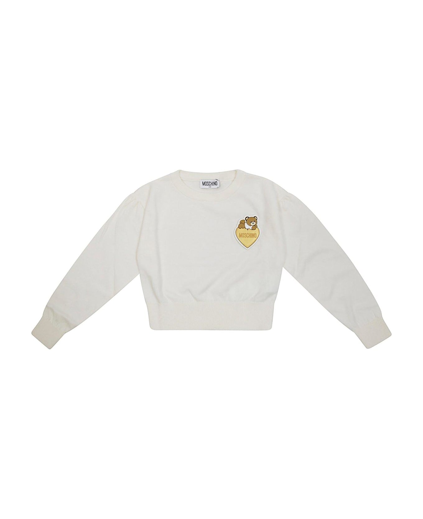 Moschino Teddy Bear Patch Crewneck Jumper - Bianco