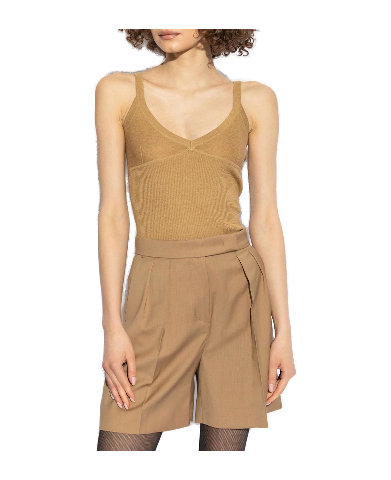Max Mara Gallura Ribbed Top - BEIGE