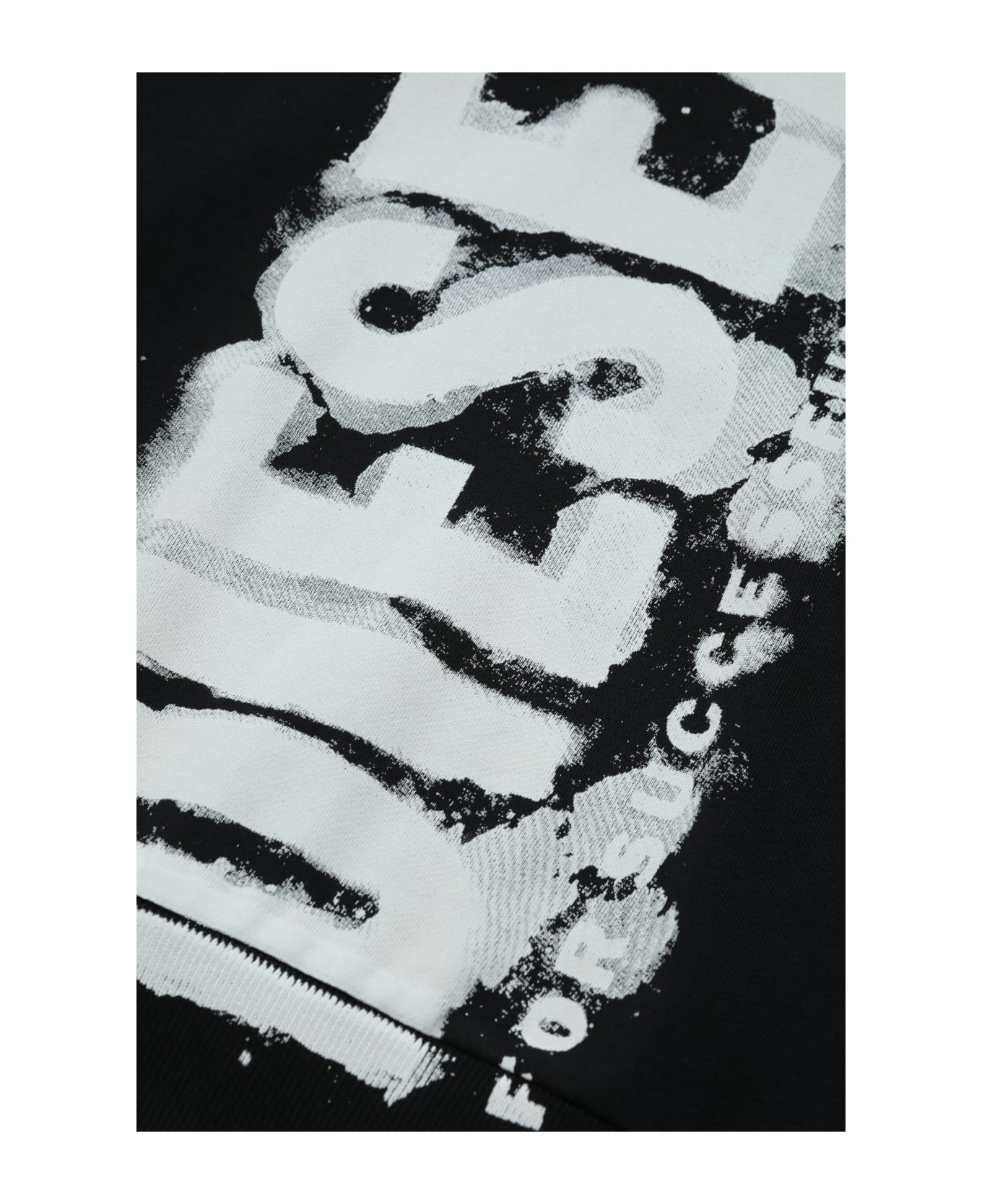 Diesel Shoodginne5 Over Sweat-shirt Diesel Black Hooded Sweatshirt With Watercolor Effect Logo - Black