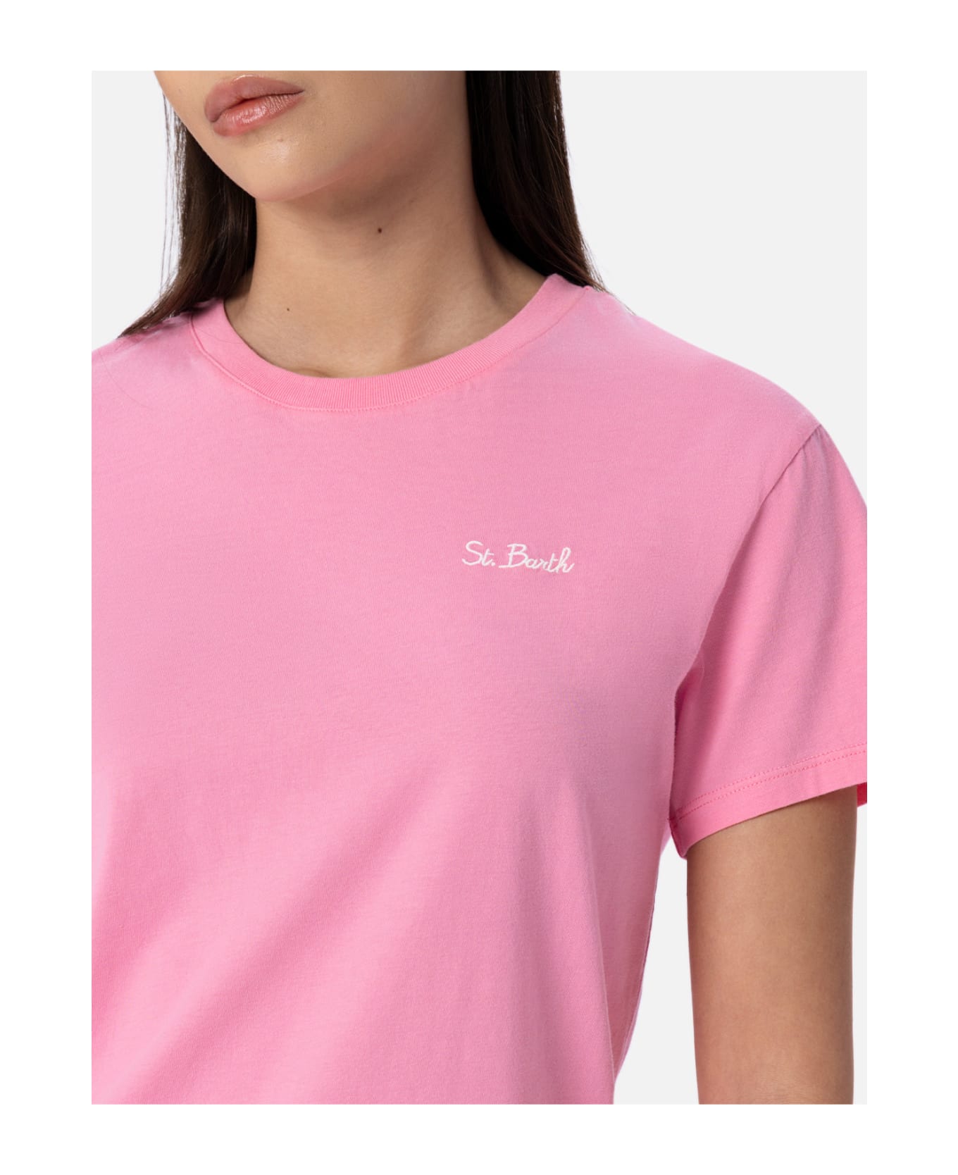 MC2 Saint Barth Woman Pink Cotton Jersey Crewneck T-shirt Emilie - PINK