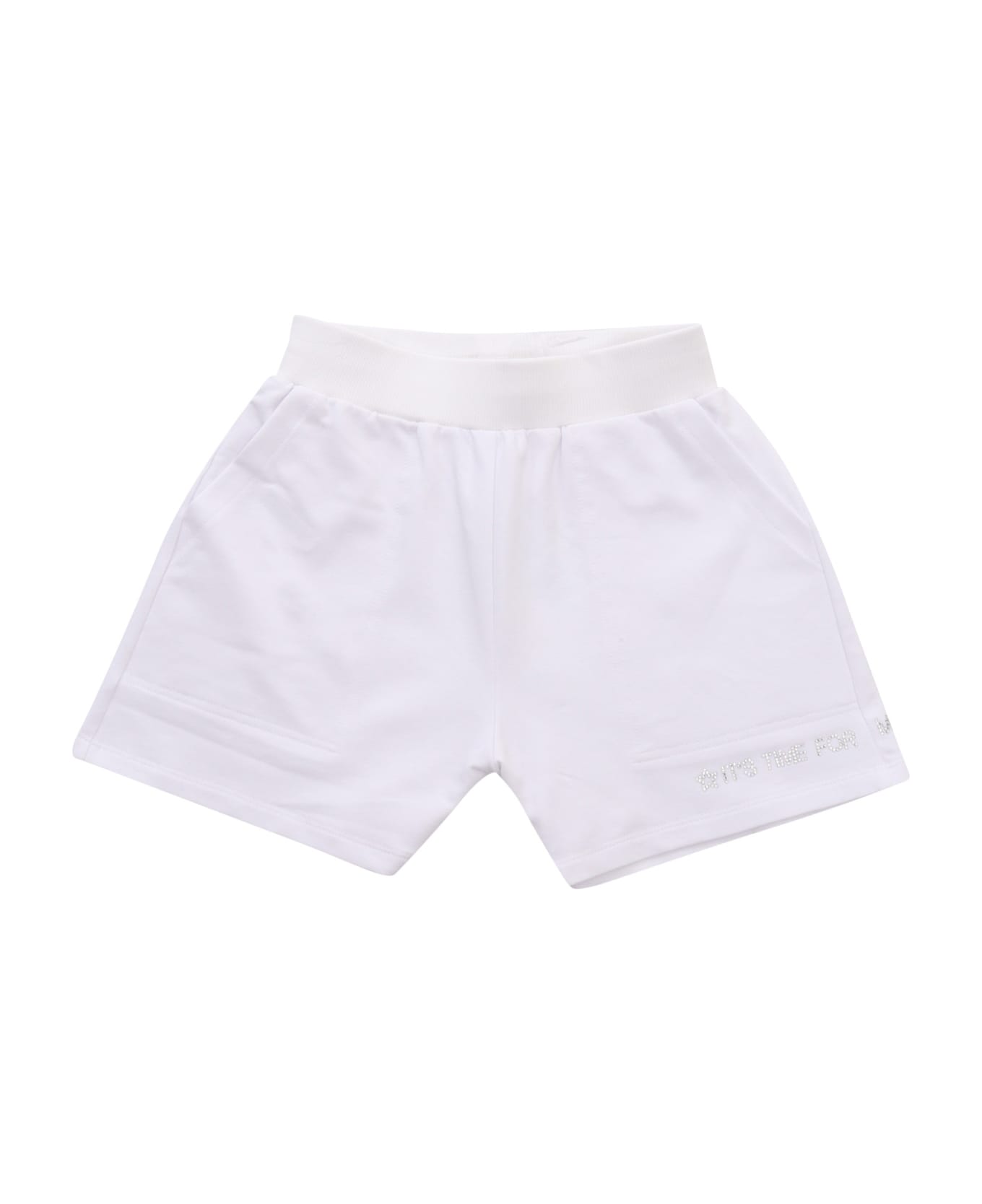 Monnalisa White Fleece Shorts - WHITE
