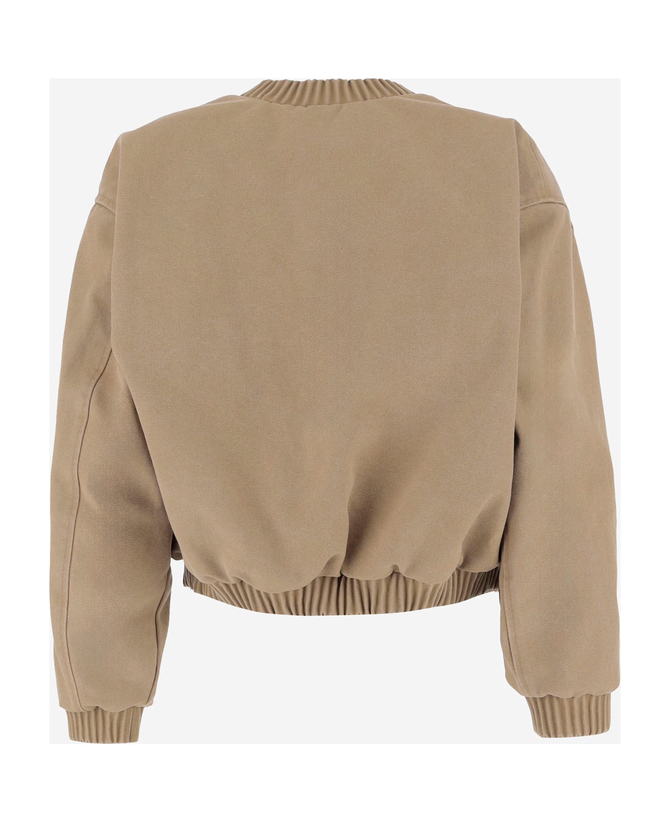 WE11 DONE Cotton Blend Jacket With Logo - Beige