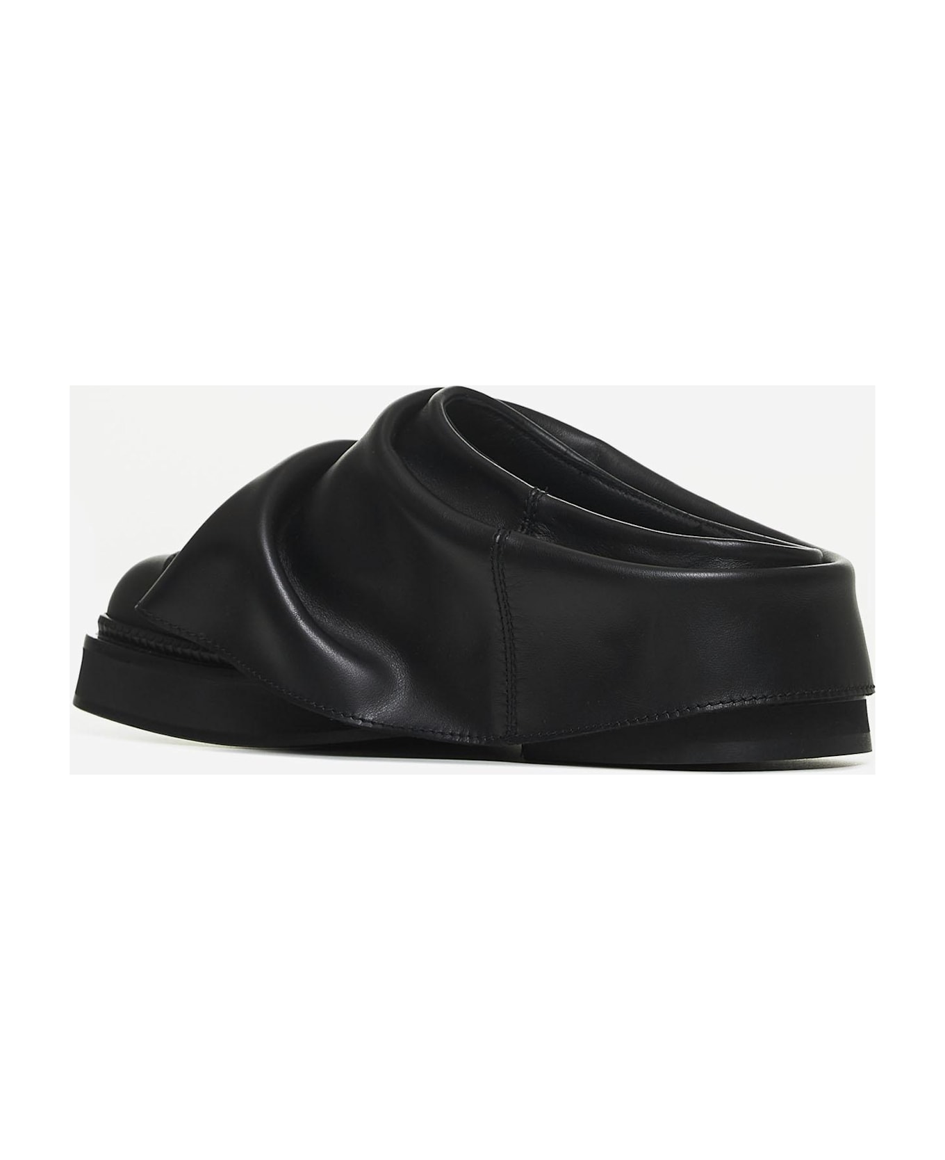 The Attico Black Leather Mini Robin Sabot - Black