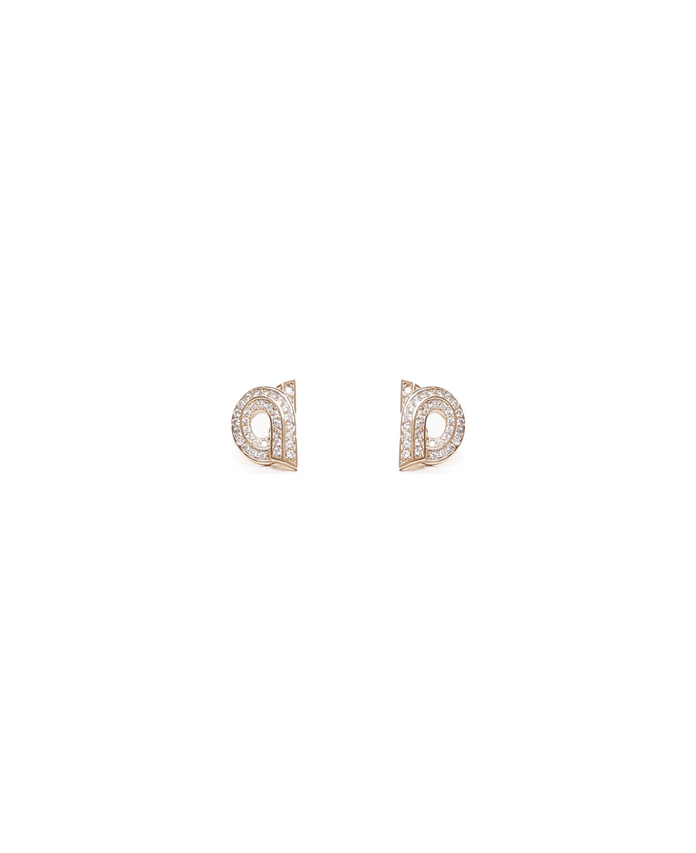 Ferragamo Gancini Earrings With Rhinestones - Gold