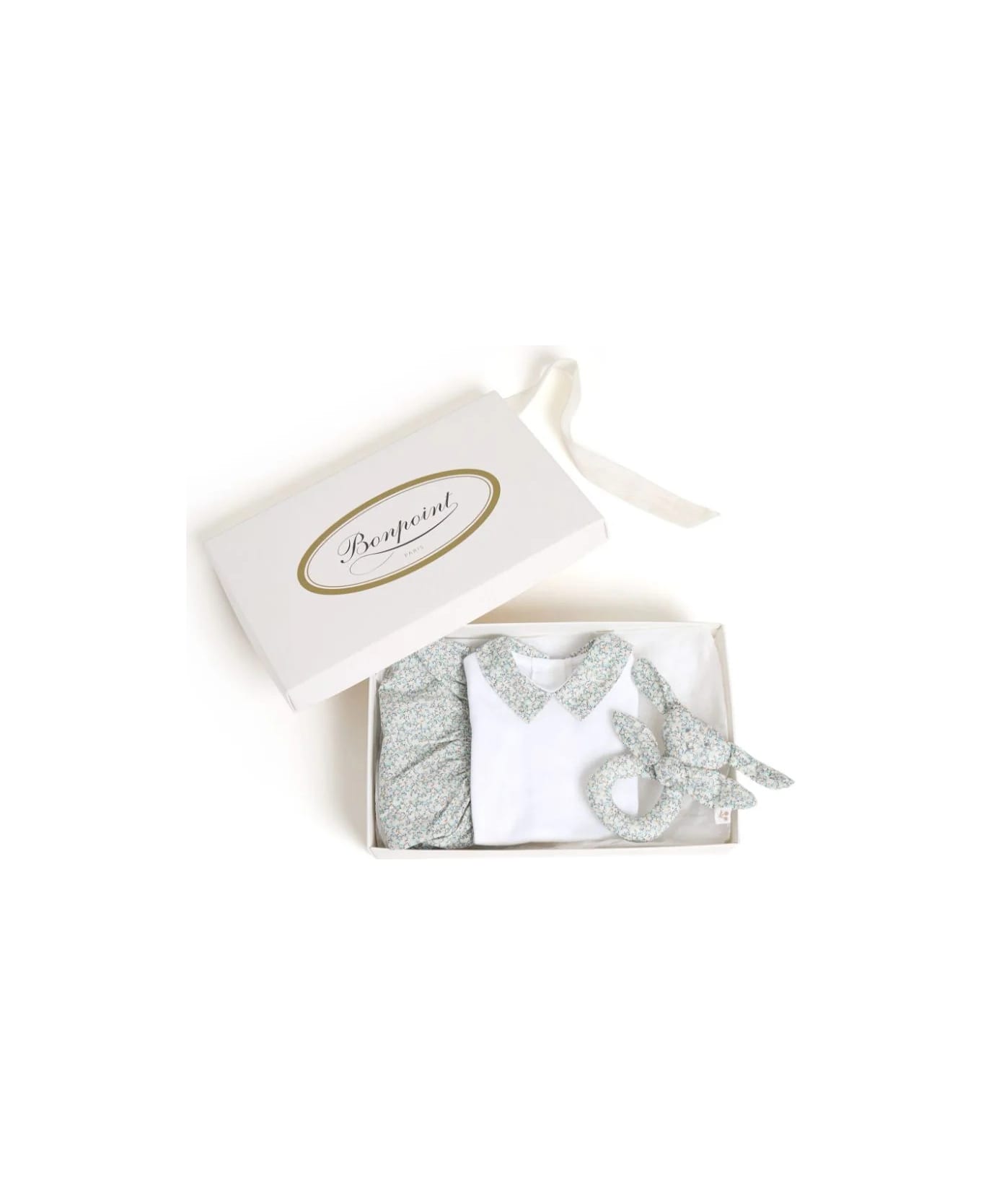 Bonpoint Floris Gift Set In White/green - Bianco e Grigio