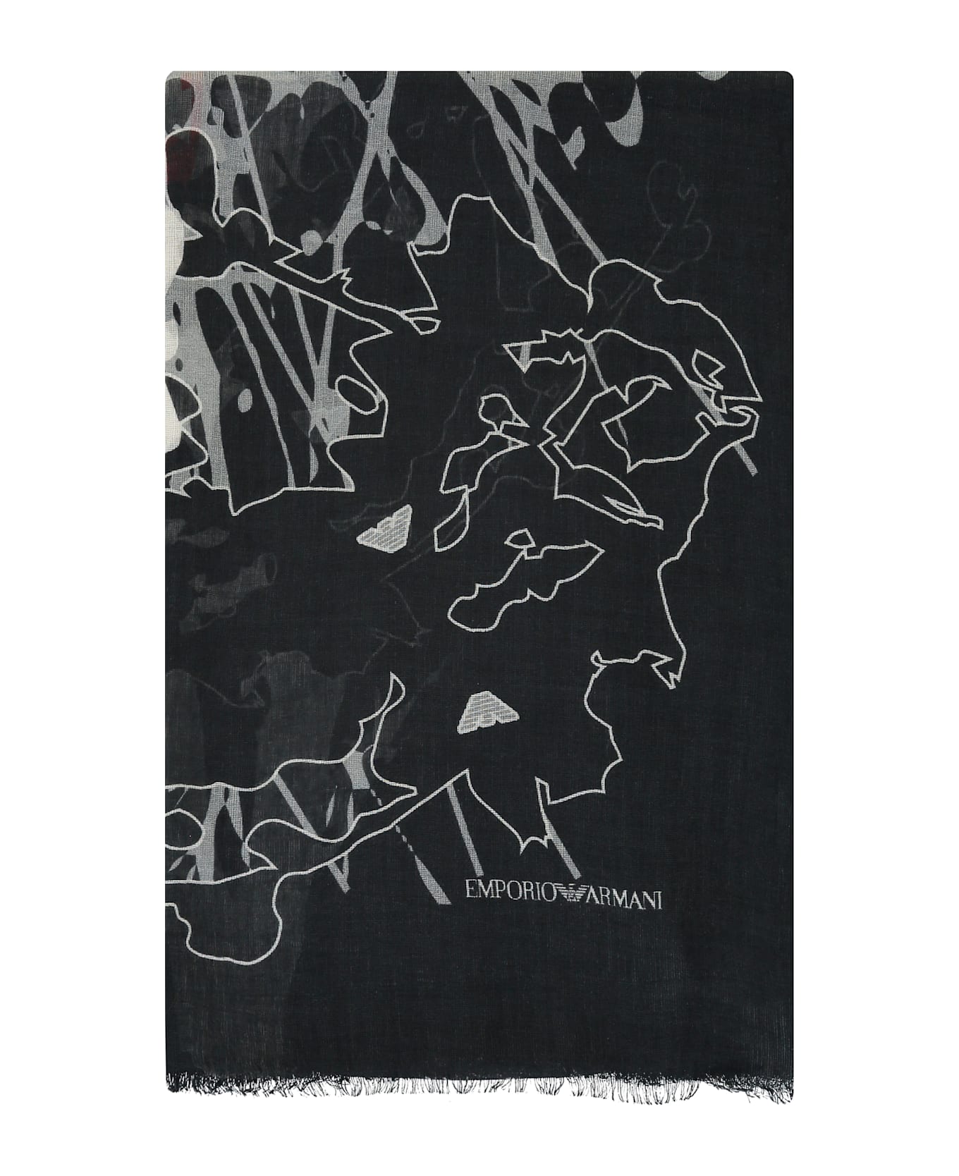 Emporio Armani Printed Scarf - black