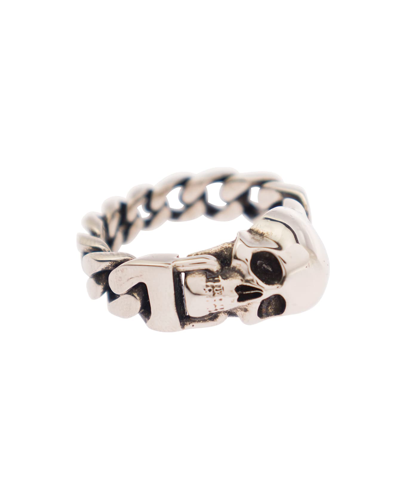 Alexander McQueen 'skull' Silver-colored Chain Ring With Skull Detail Man - Metallic リング