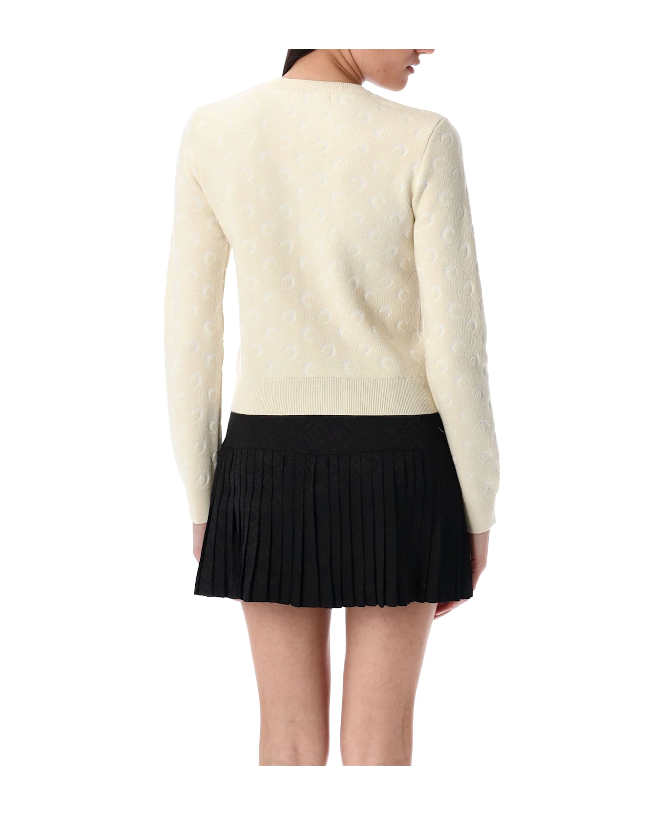 Marine Serre Moon Jacquard Knit Fitted Cardigan - OFF WHITE