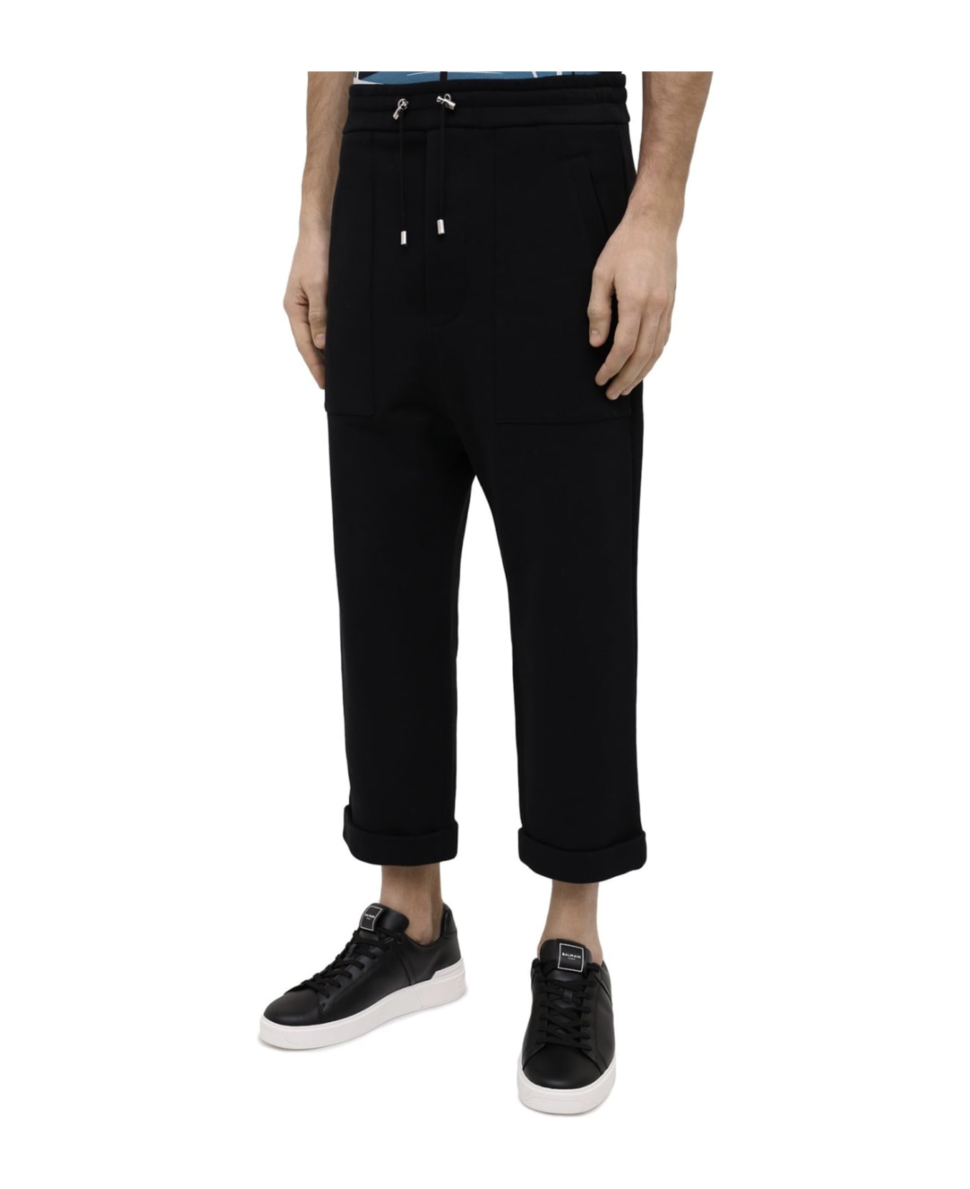 Balmain Cotton Logo Pants - Black スウェットパンツ