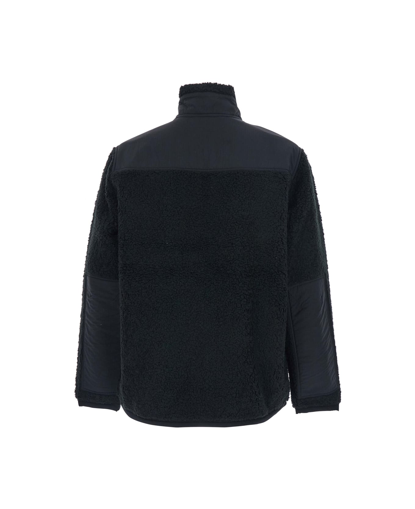 Polo Ralph Lauren Black Jacket With Mock Neck And Tonal Pony Embroidery On The Front In Tech Fabric And Ecofur Man - Black