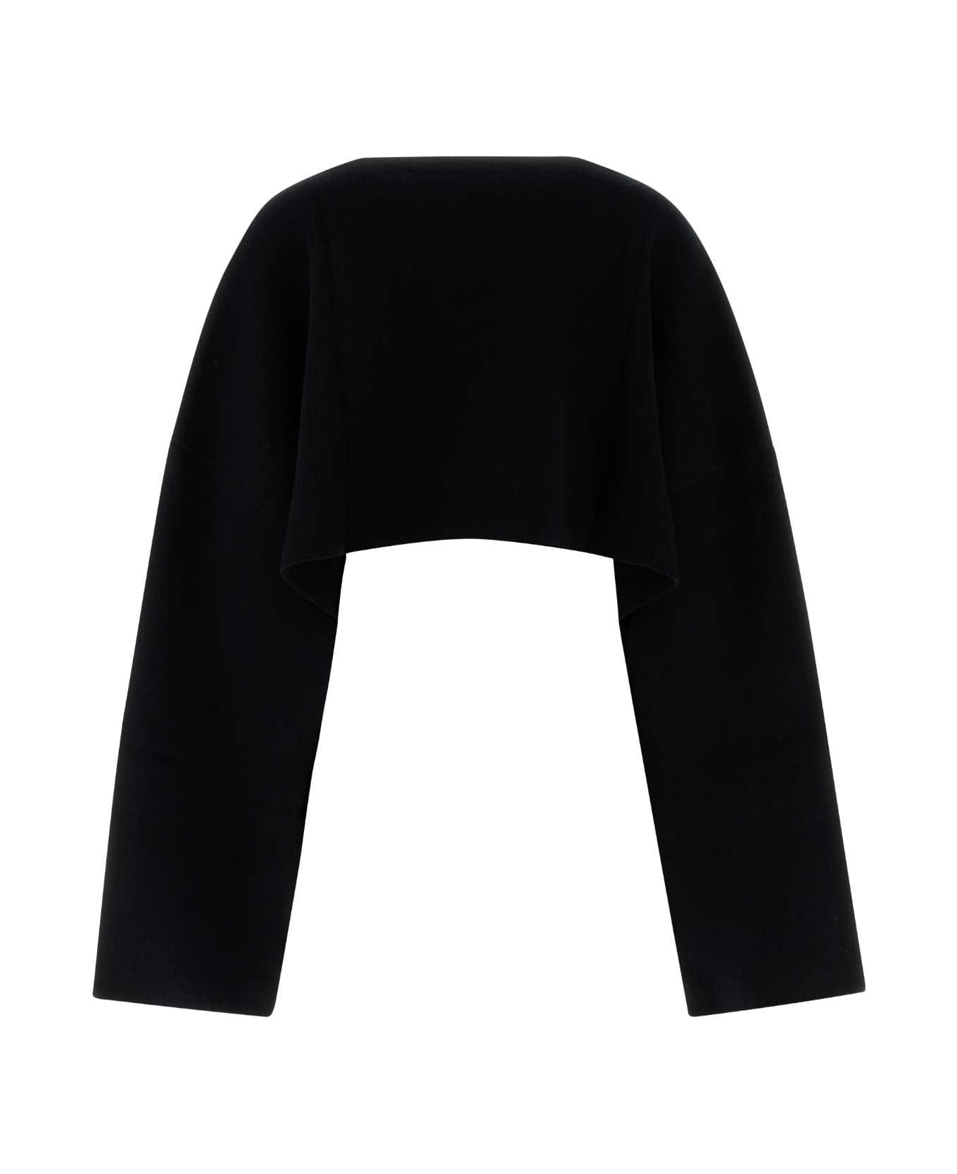 Jil Sander Black Wool Blend Cape - BLACK