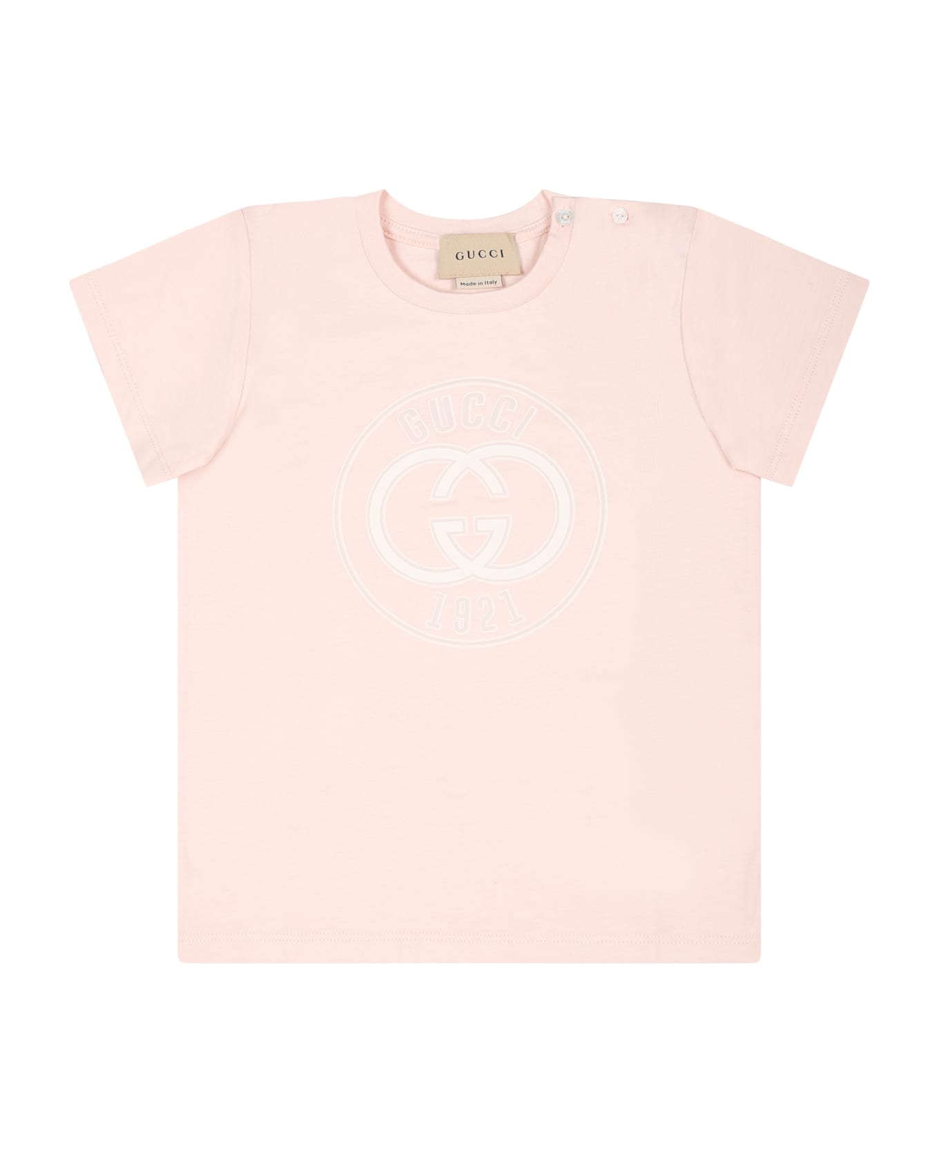 Gucci Pink T-shirt For Baby Girl With Logo Gucci 1921 - Pink