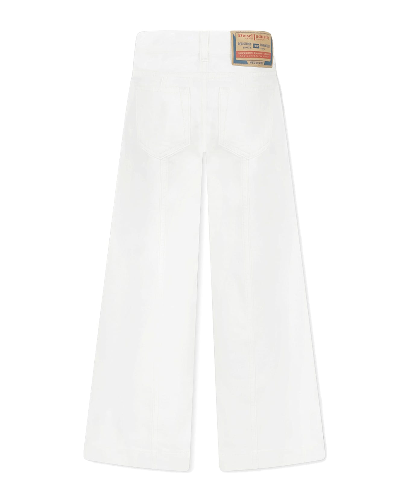 Diesel White Jeans For Girl With Logo - White