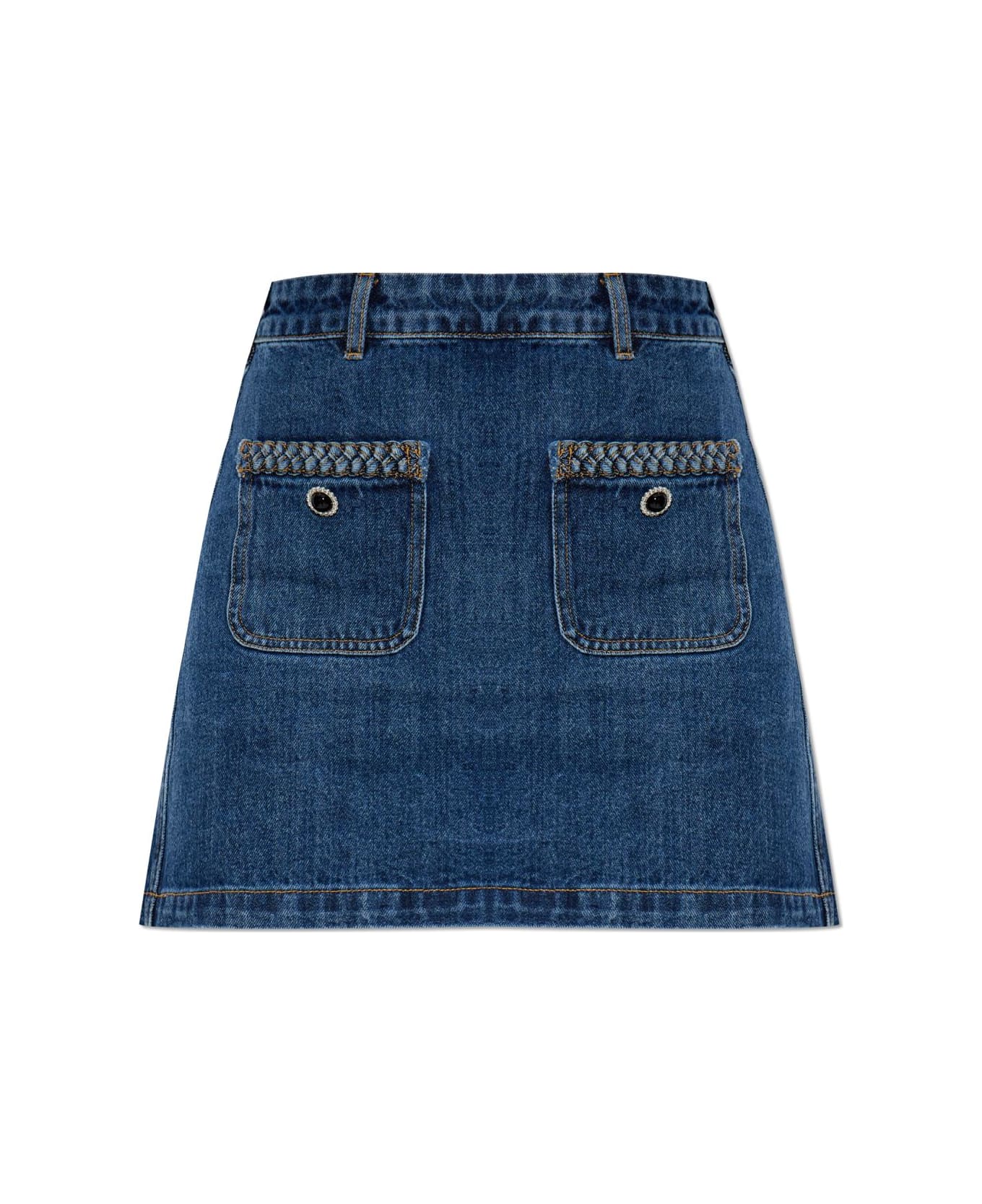 self-portrait Denim Skirt - BLUE