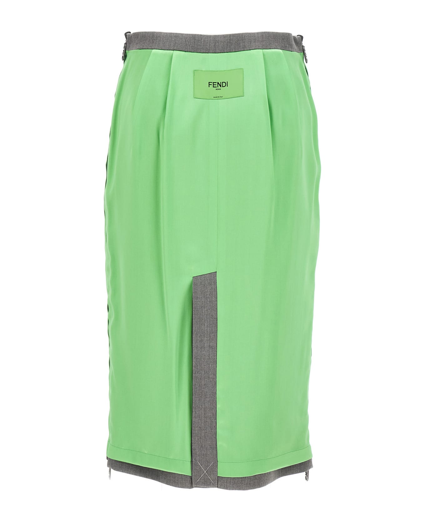 Fendi Satin And Gabardine Skirt - Green