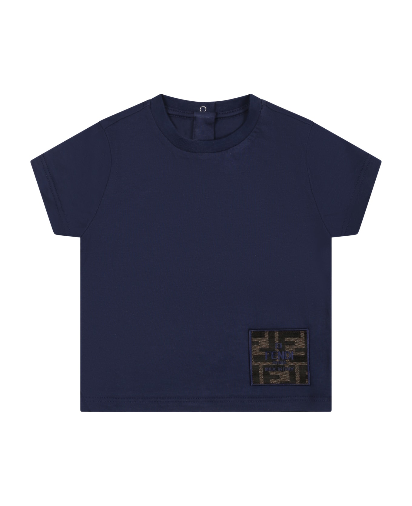 Fendi Blue T-shirt For Baby Boy With Ff - Blu