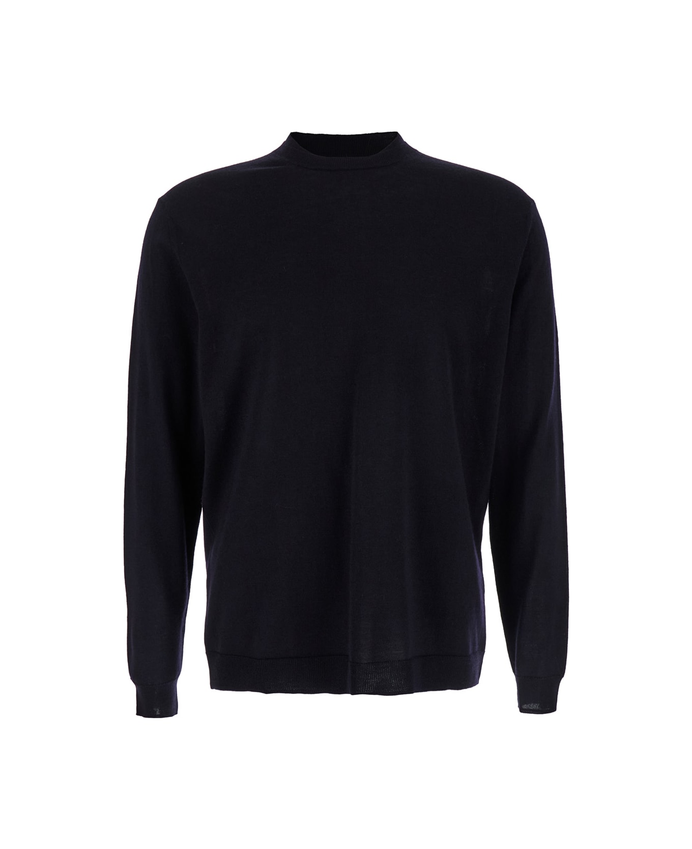 Low Brand Blue Crew Neck Pullover In Virgin Wool Man - Blu