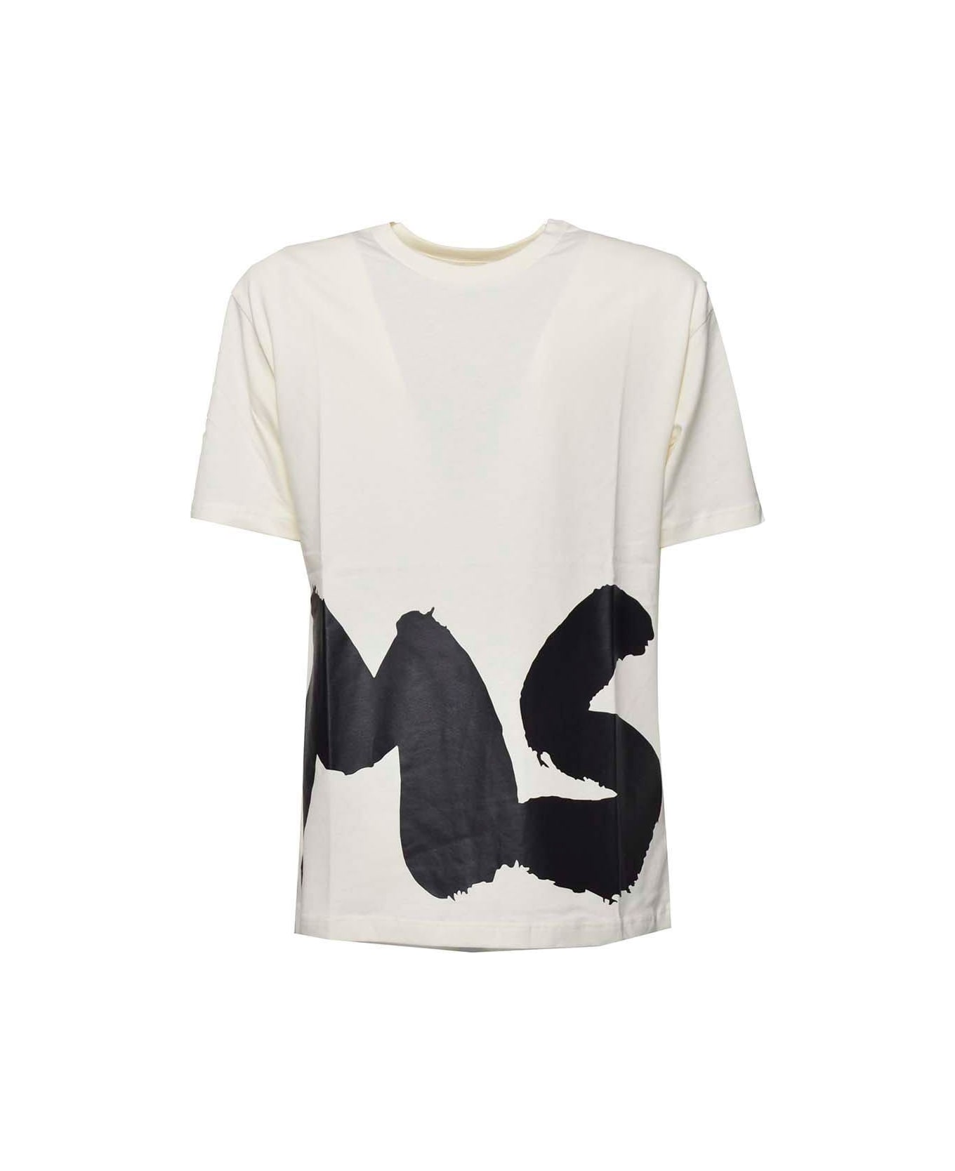 MSGM Logo Printed Crewneck T-shirt - Crema