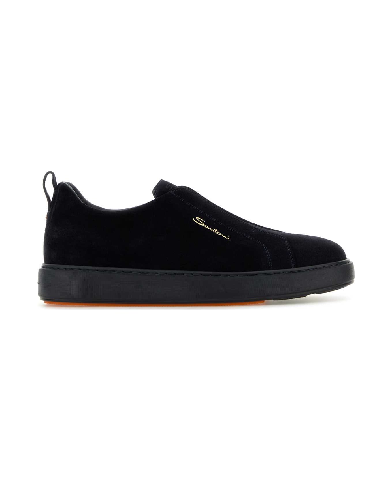 Santoni Black Suede Slip Ons - U60
