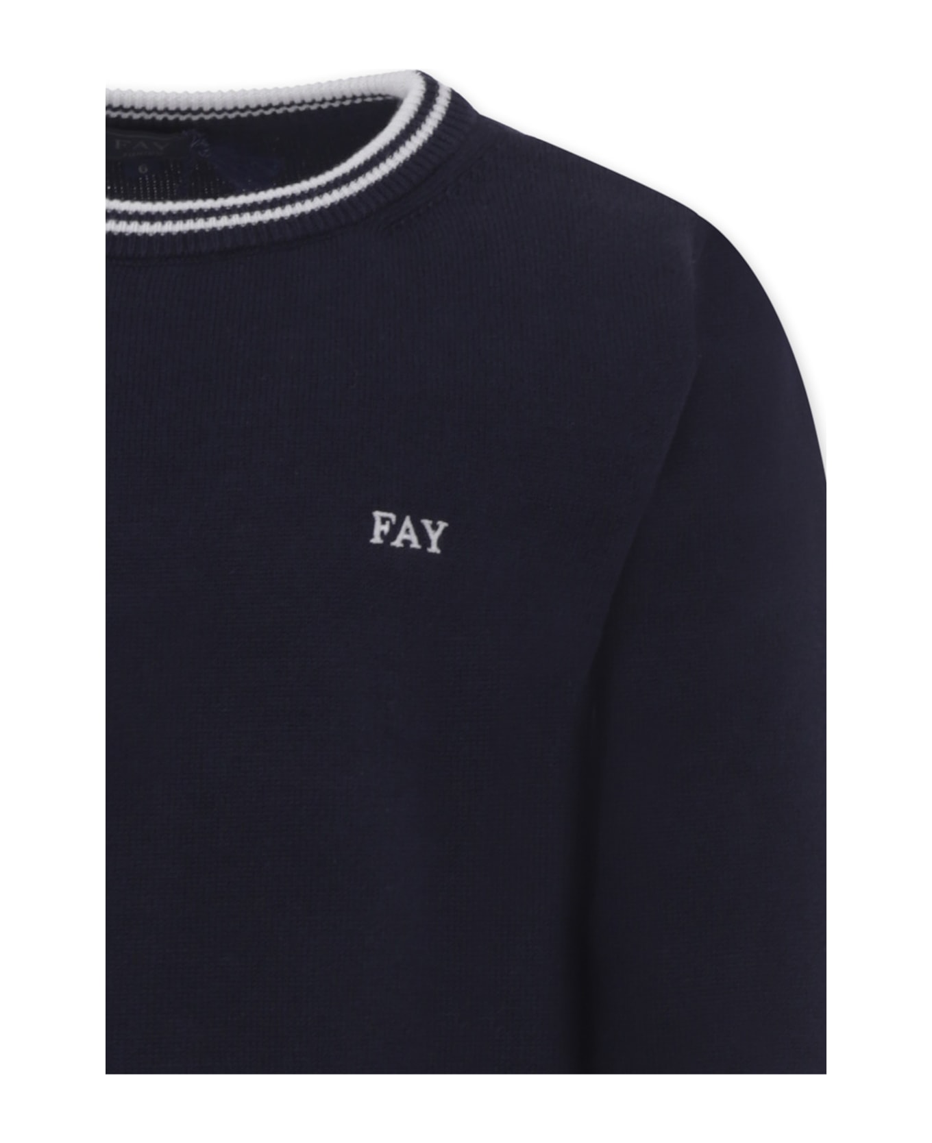 Fay Blue Sweater For Boy With Logo - Blue
