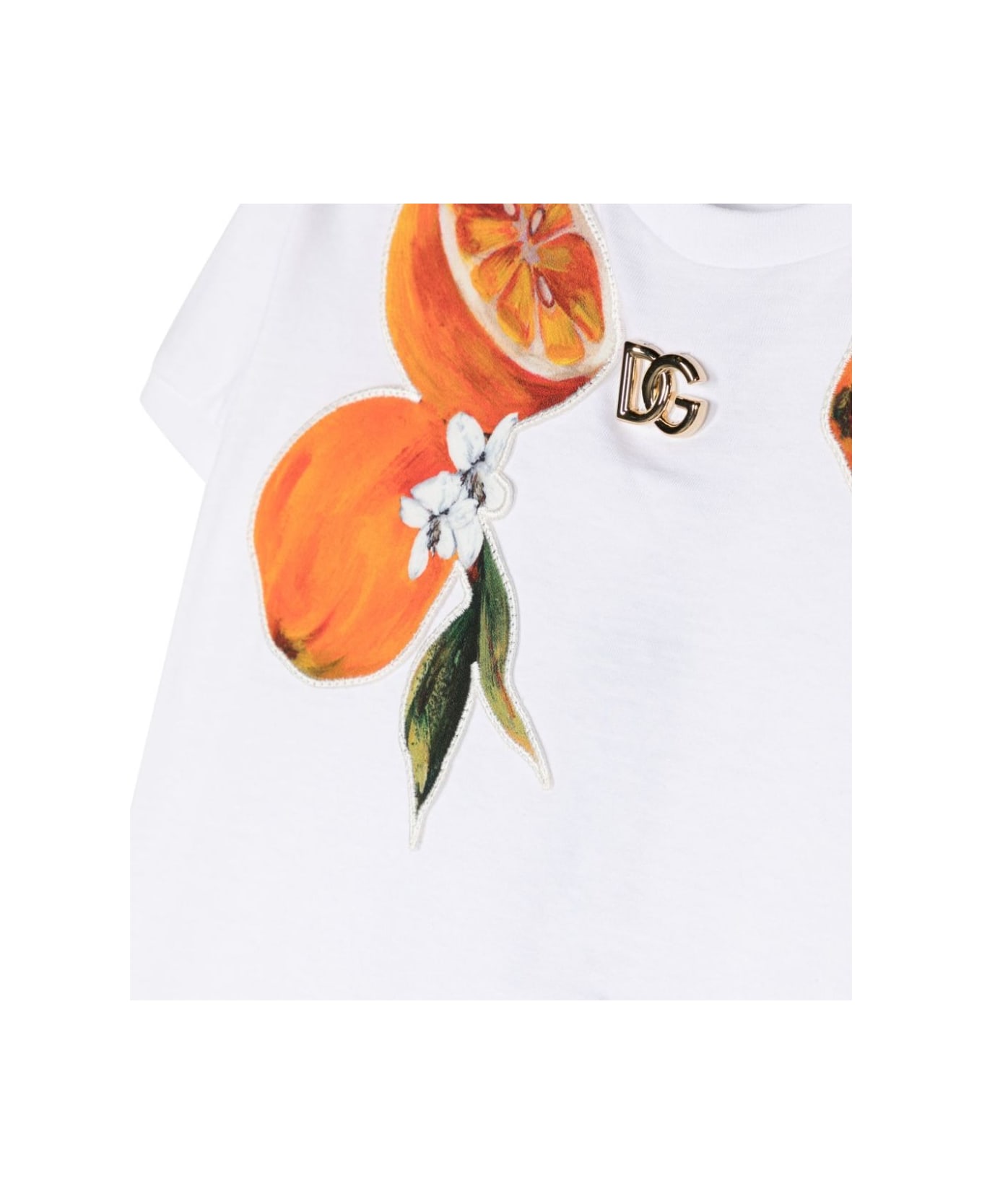 Dolce & Gabbana White T-shirt With Oranges Print - Bianco Ottico