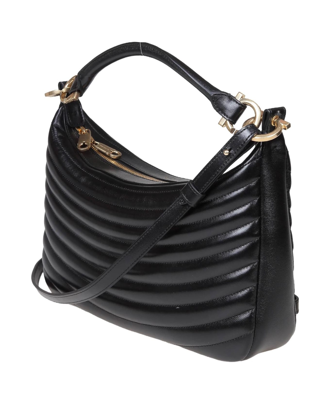 Ferragamo Black Matelasse' Leather Shoulder Bag | italist