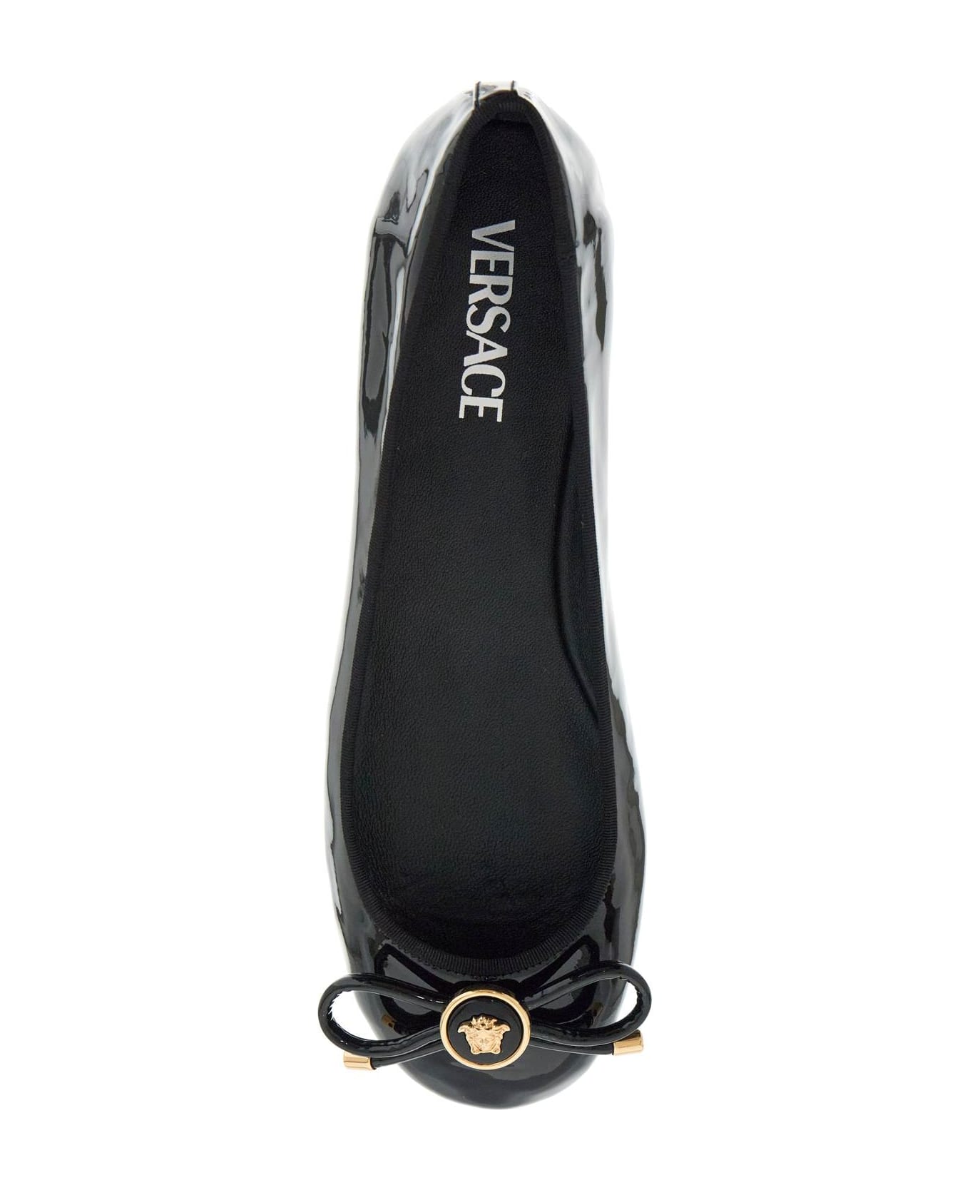 Versace Opera Bow Ballet Flats - BLACK-VERSACE GOLD (Black)