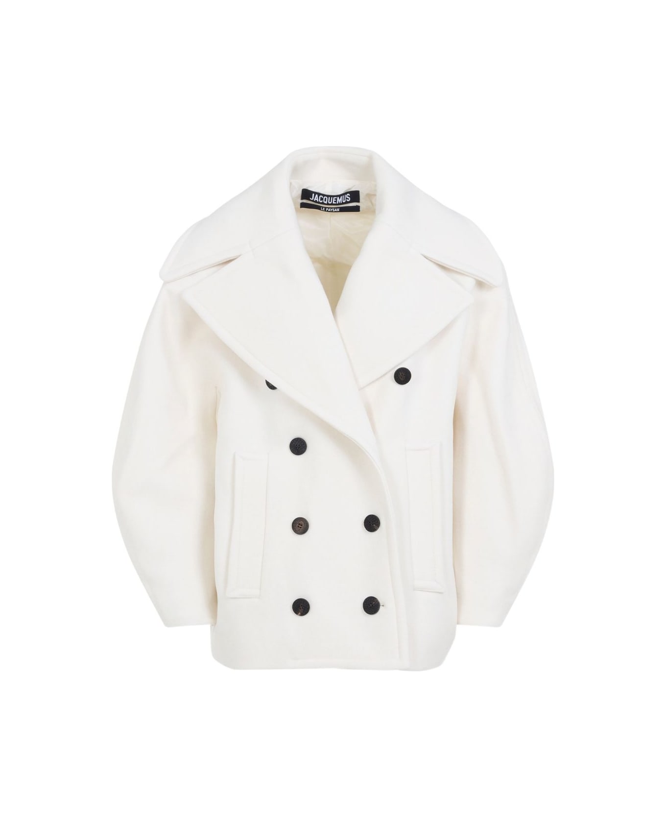 Jacquemus Double-breasted White Wool Coat - White