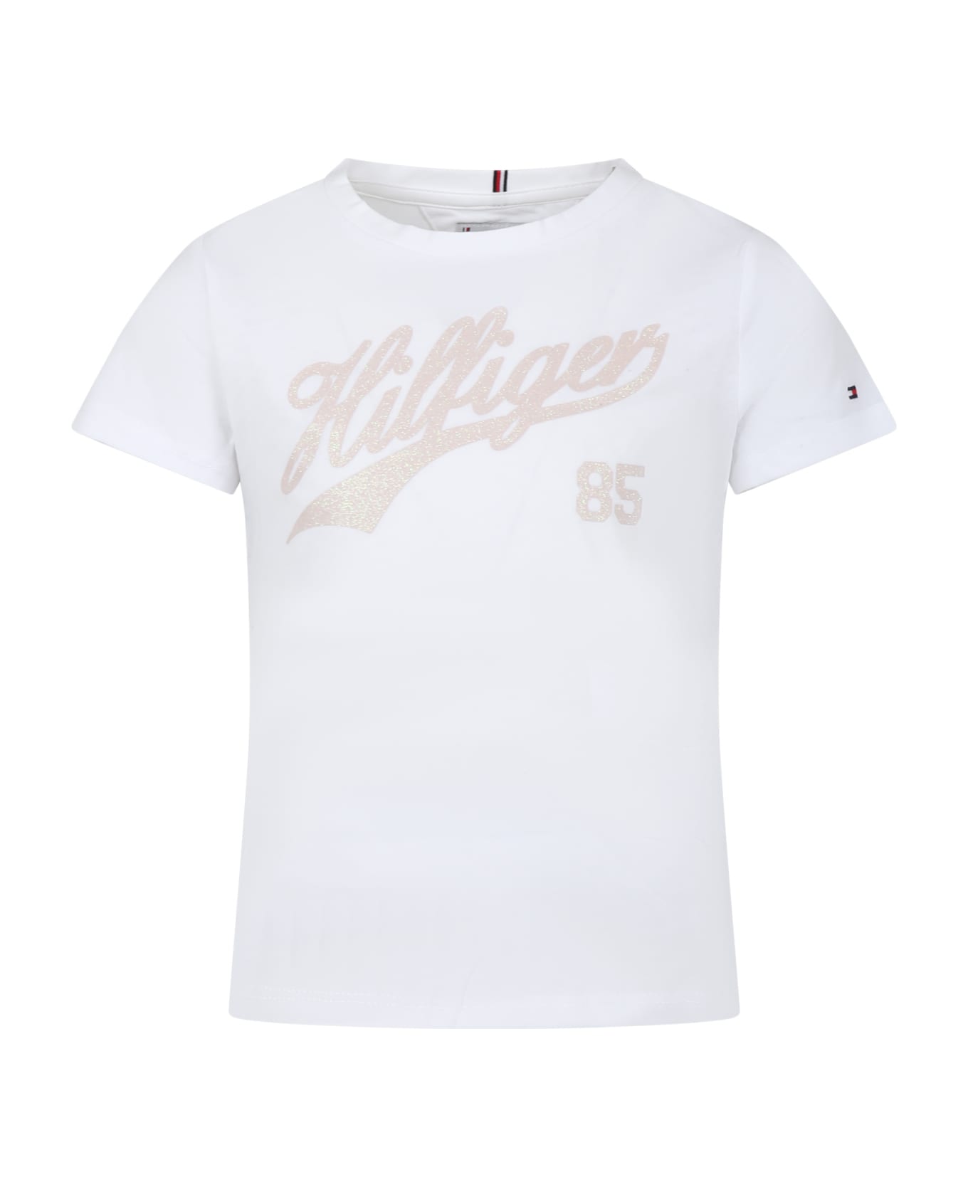 Tommy Hilfiger White T-shirt For Girl With Logo - White Tシャツ＆ポロシャツ